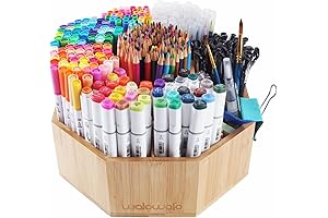 walowalo Bamboo Rotating Art Supply Organizer - The Ultimate Storage Solution for Your Creative Essentials