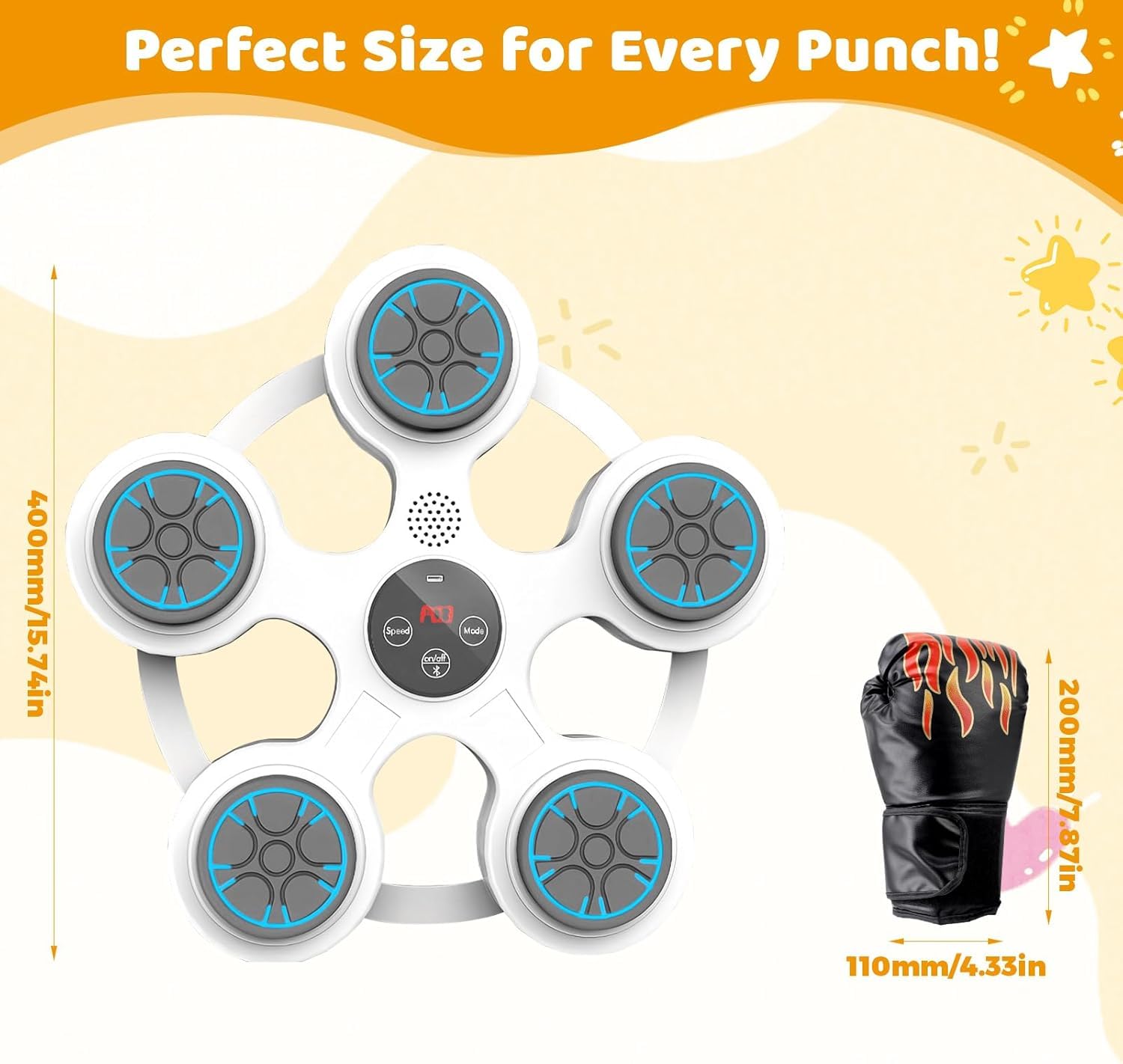 Music Boxing Machine per Adulti,Elettronica Bluetooth Boxing Machine con Musical Boxing Machine con Guantoni da Boxe,11 Velocità Regolabile e modalità di conteggio