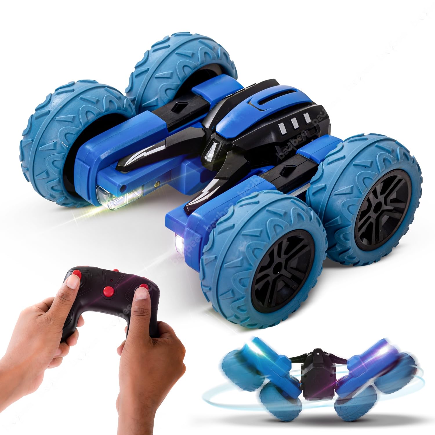 BAYBEE Double Sided 1:28 Scale Rechargeable Remote Control Car for Kids,  4WD Stunt RC Cars with 360° Spin, Flip, Twist, Climbing Racing Remote