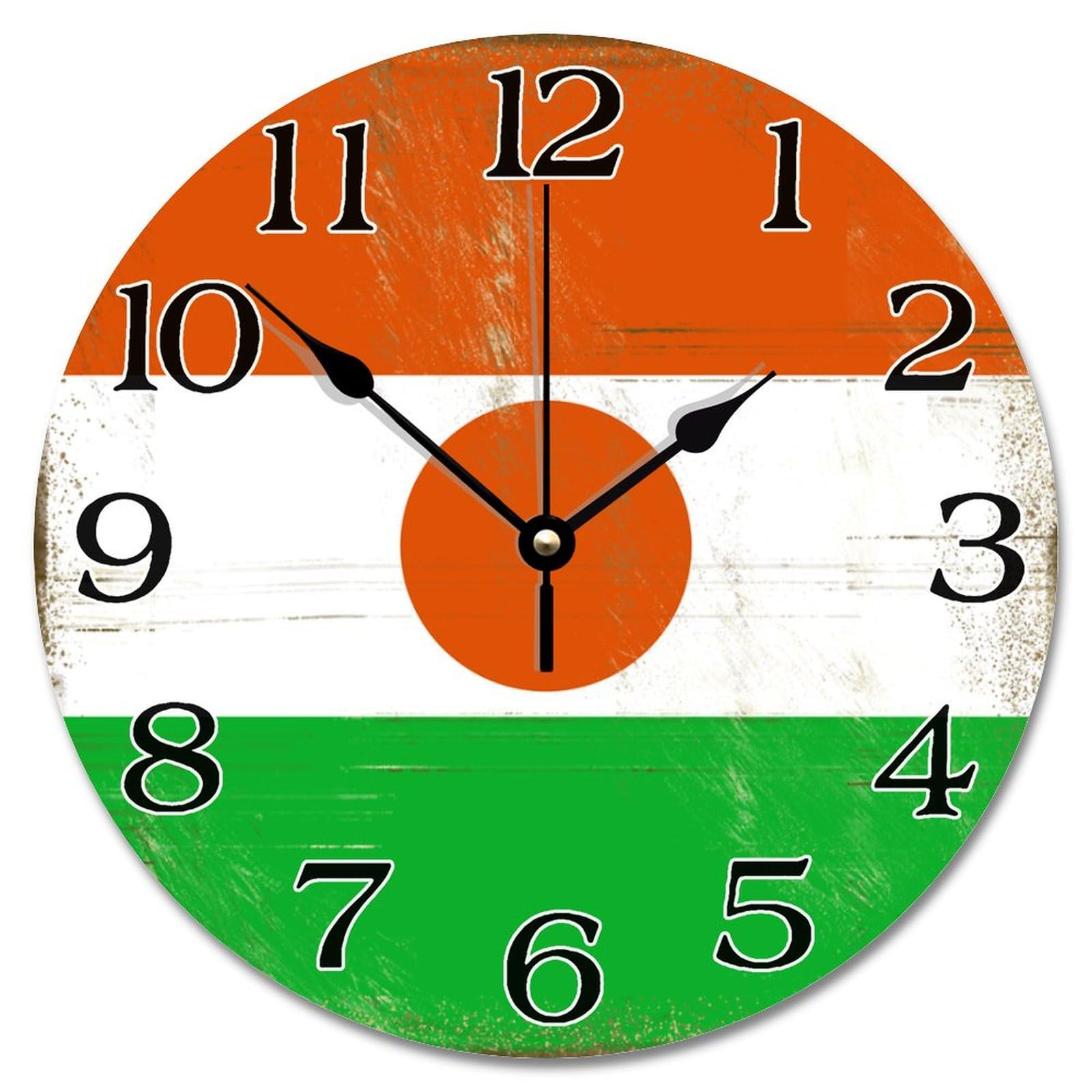 Horloge murale bois drapeau Niger déco salon et souvenir de voyage