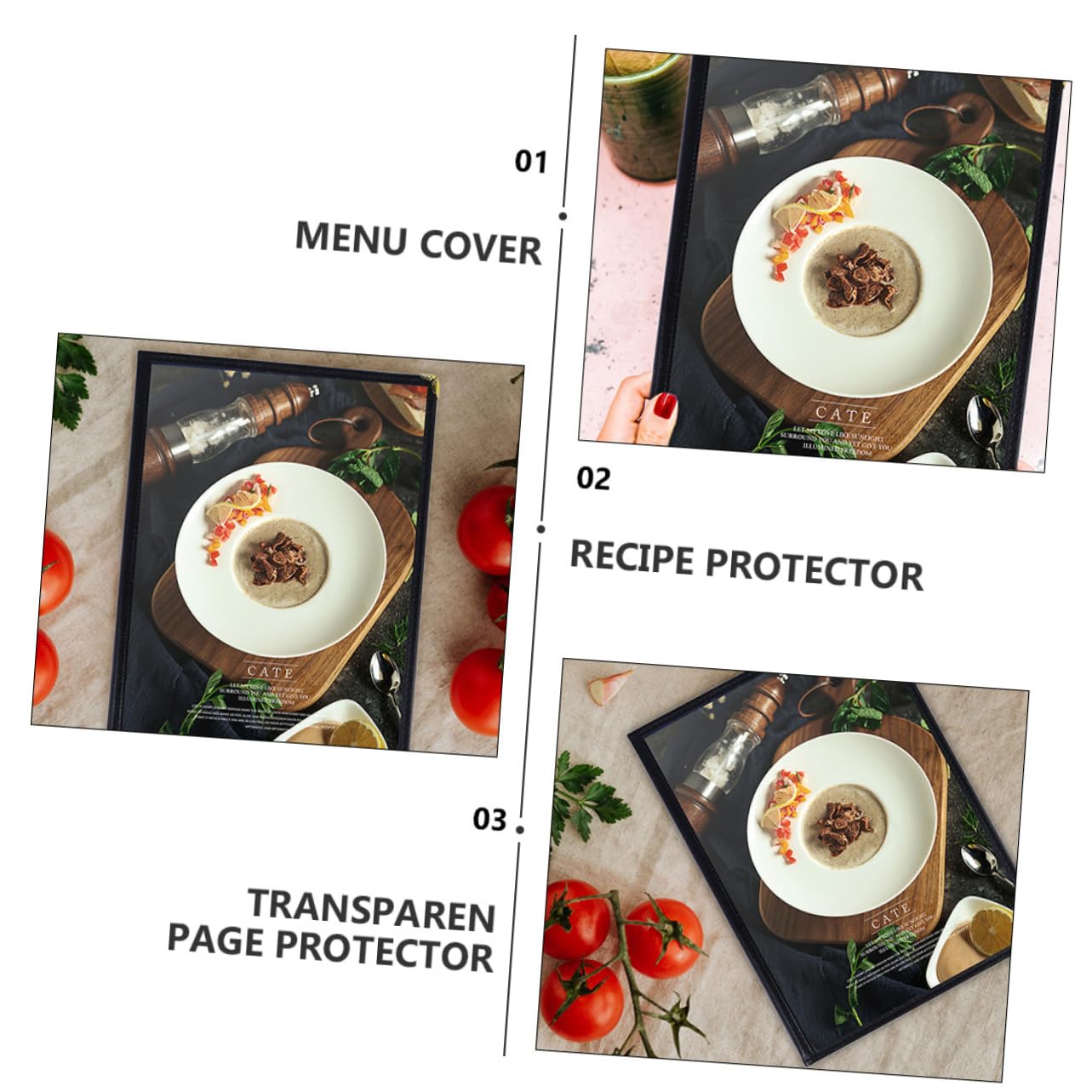 PRETYZOOM 6 Series Cubiertas Transparentes Para Menú Protector De Recetas Para Restaurantes Accesorio De Pvc Con Metálico Colocación Y Limpieza 2 Piezas X 6