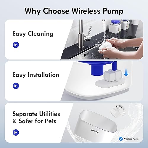 Miniatura 2 de Fuente de agua para gatos de acero inoxidable, dispensador de agua para perros con bomba inalámbrica, dispensador de agua para gatos de 101 oz3 L,