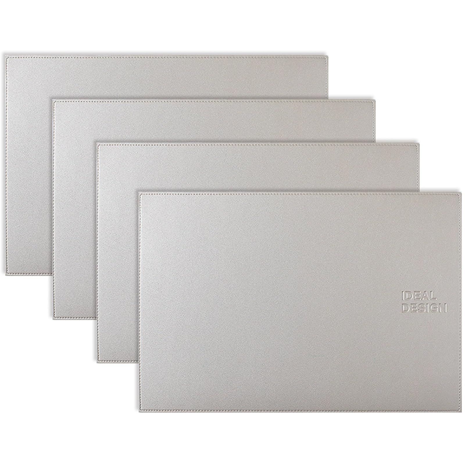 Juego de 4 manteles individuales de cuero, de doble cara, impermeables, antideslizantes y lavables, para el hogar, hotel, interior y exterior.(gris)