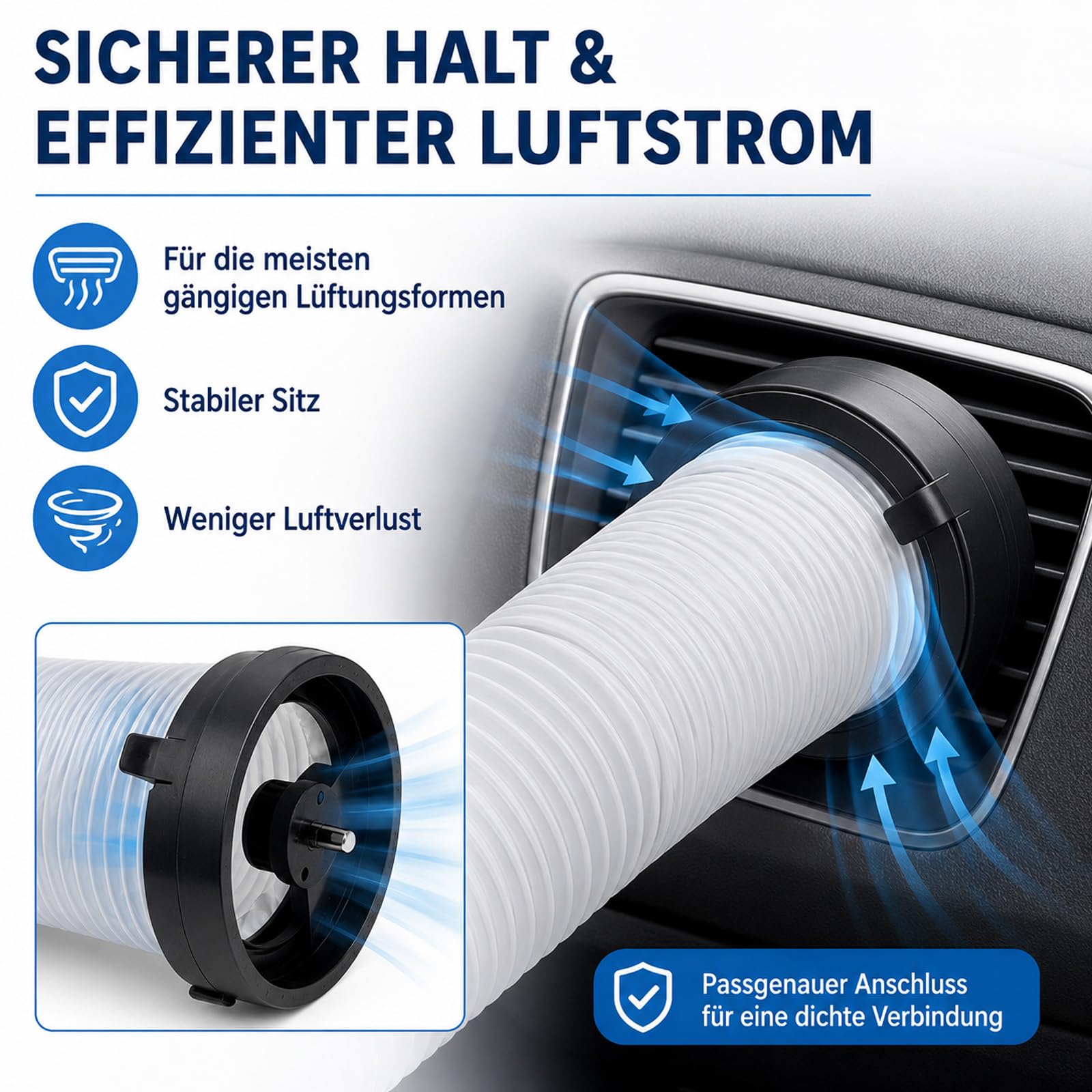 Universal Auto Klimaanlage Verlängerungsschlauch, Lüftungsschlauch für Rücksitz, Kühlung & Heizung für Hunde und Kinder im Auto