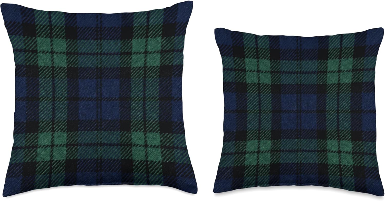 Blackwatch Scottish Tartan Pattern Traditional Plaid Throw Pillow