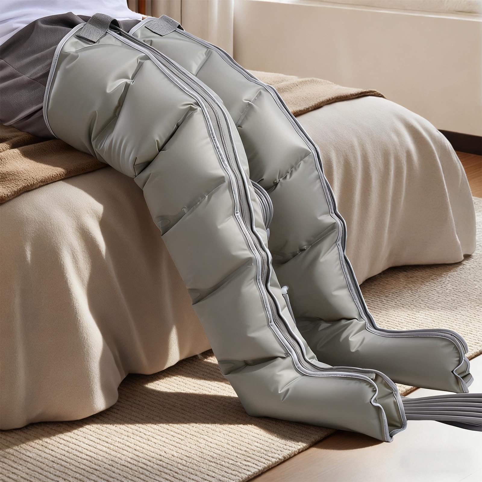 Dispositivo per drenaggio linfatico, massaggiatore professionale con 6 camere d'aria, per gambe, piedi, braccia e addome, facile da regolare e utilizzare, rilassamento efficaces