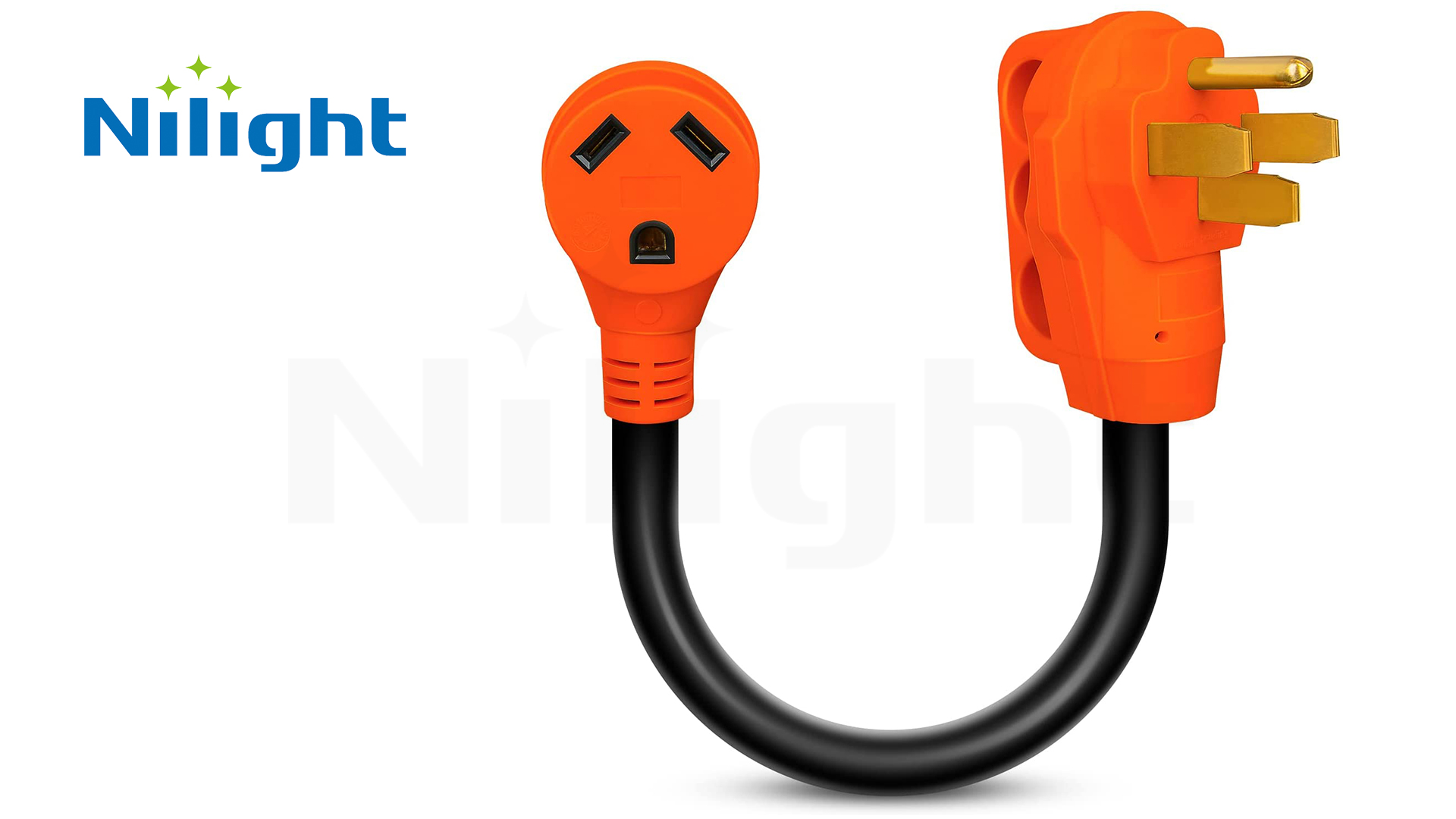 Image of Nilight - 50033R 18 inch 50 Amp to 30 Amp RV Plug Adapter Heavy Duty Dogbone Electrical Adapter with Handle 50A Male to 30A Female Cord Adapter 125V /3750W,2 Years Warranty