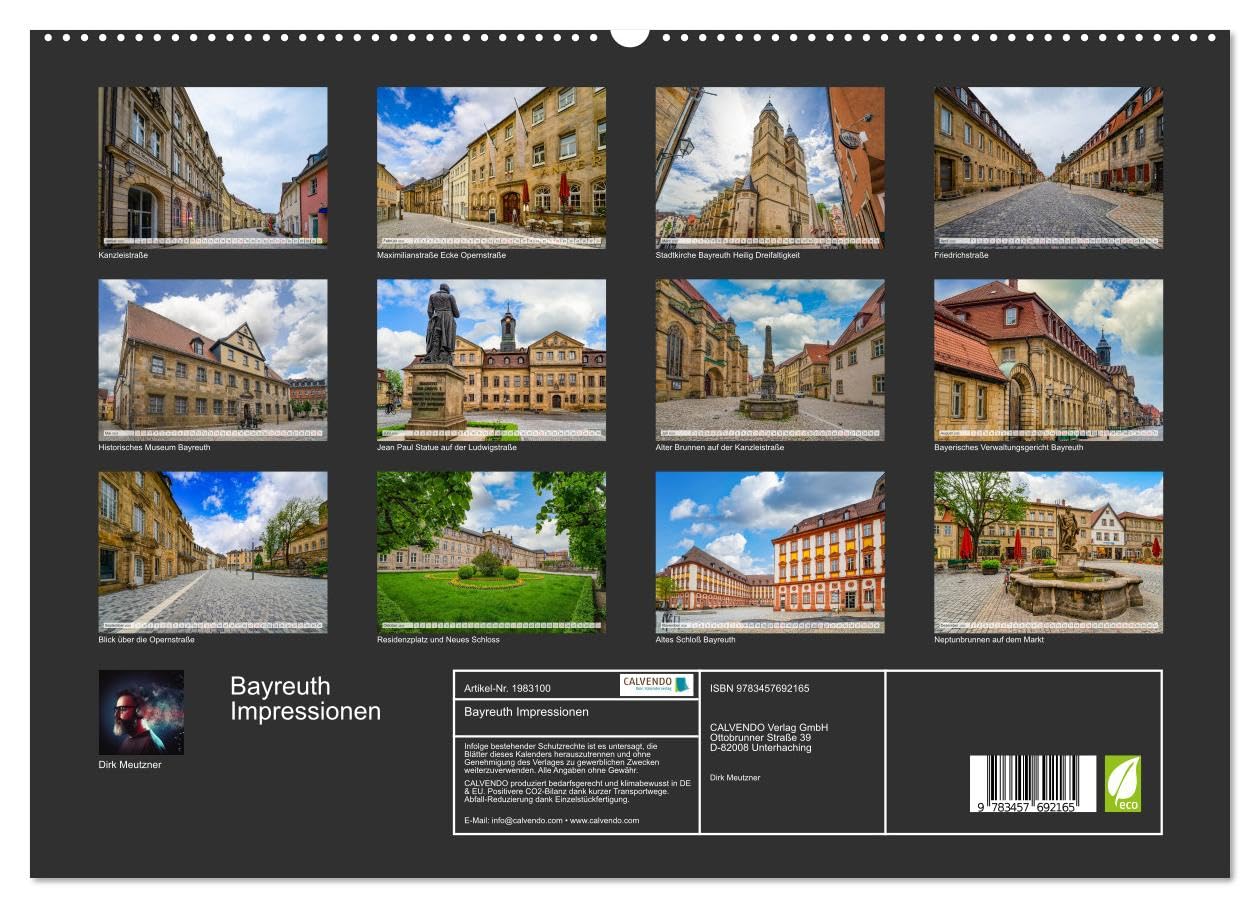 Bayreuth Impressionen (hochwertiger Premium Wandkalender 2026 DIN A2 quer), Kunstdruck in Hochglanz: Zwölf wunderschöne Bilder der Stadt Bayreuth (CALVENDO Orte)