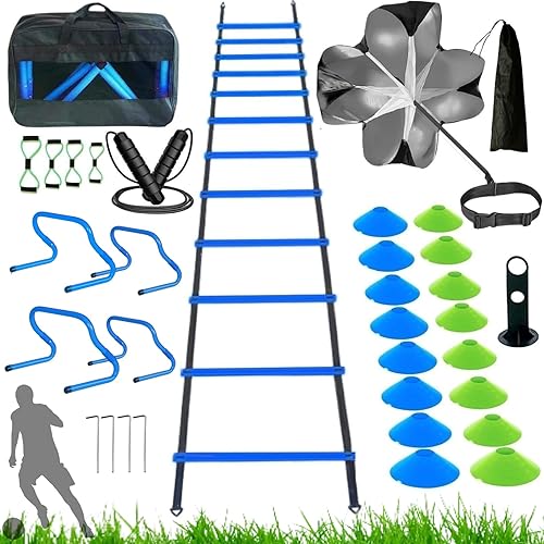 Miniatura 9 de Agility Training Equipment, Kids Soccer Hurdles Agility Ladder Equipment Set Agility Training kit for Football, Soccer, Basketball Tennis,Speed