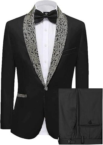 Amazon.com: Frank Hombres Premium Formal Jacquard Oro Paisley Floral Patrón  Chal Solapa Slim Fit Esmoquin Blanco Prom Boda Trajes : Ropa, Zapatos y  Joyería