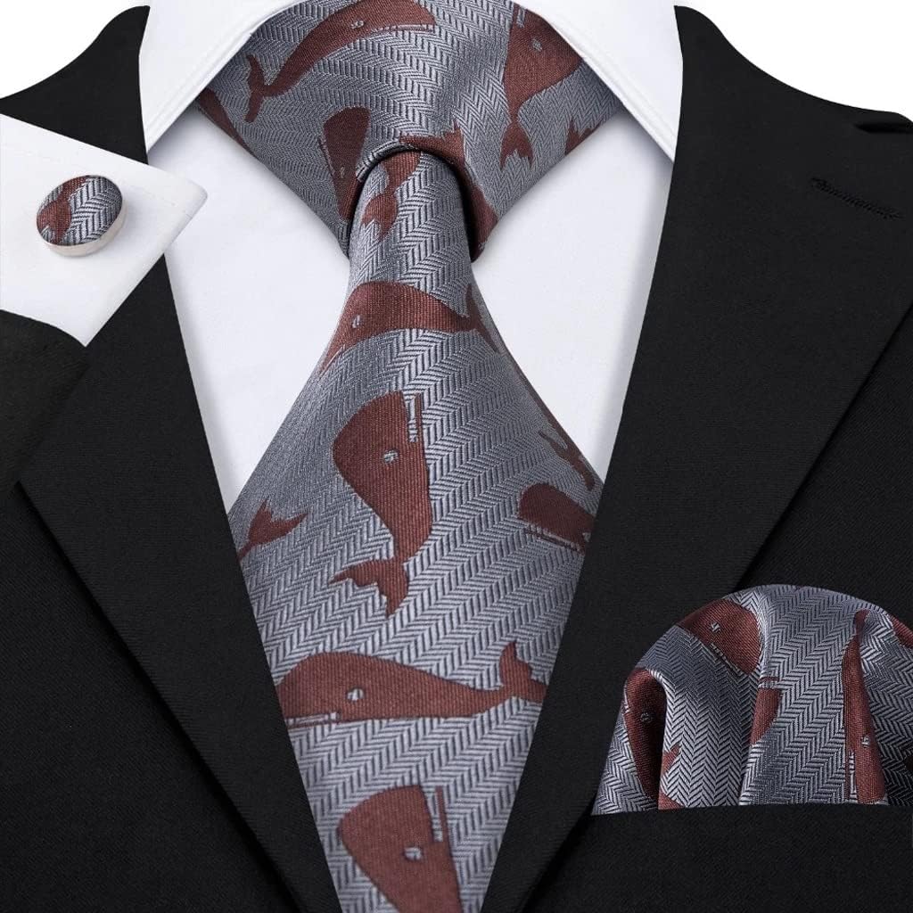 Mens Ties Silk Woven Animal Pattern Silk Ties For Men Business Party Groom Wedding NeckTie Set