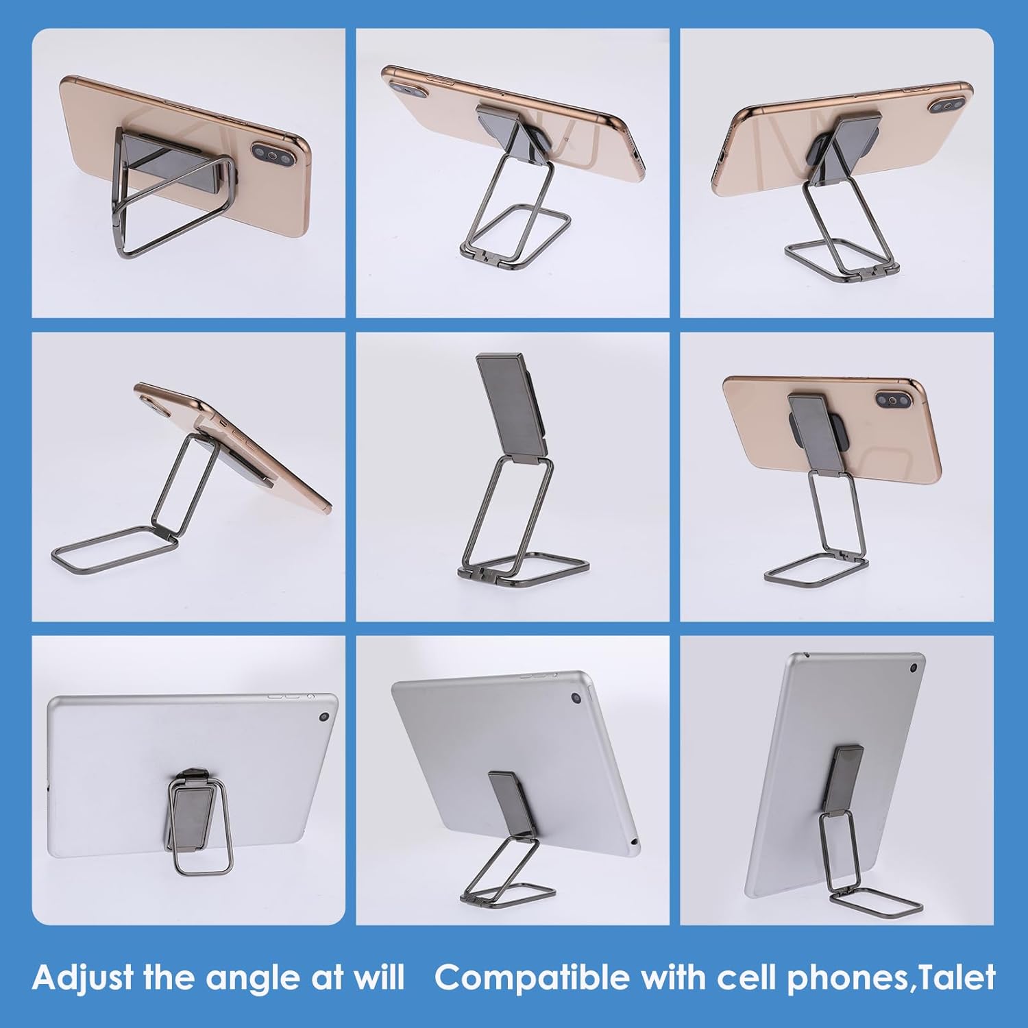 Cell Phone Finger Kickstand, Foldable Ring Holder 360° Rotation Metal Phone Grip Holder Adjustable Phone Stand for Magnetic Car Mount Compatible with Most Mobile Phone Tablets - Image 5