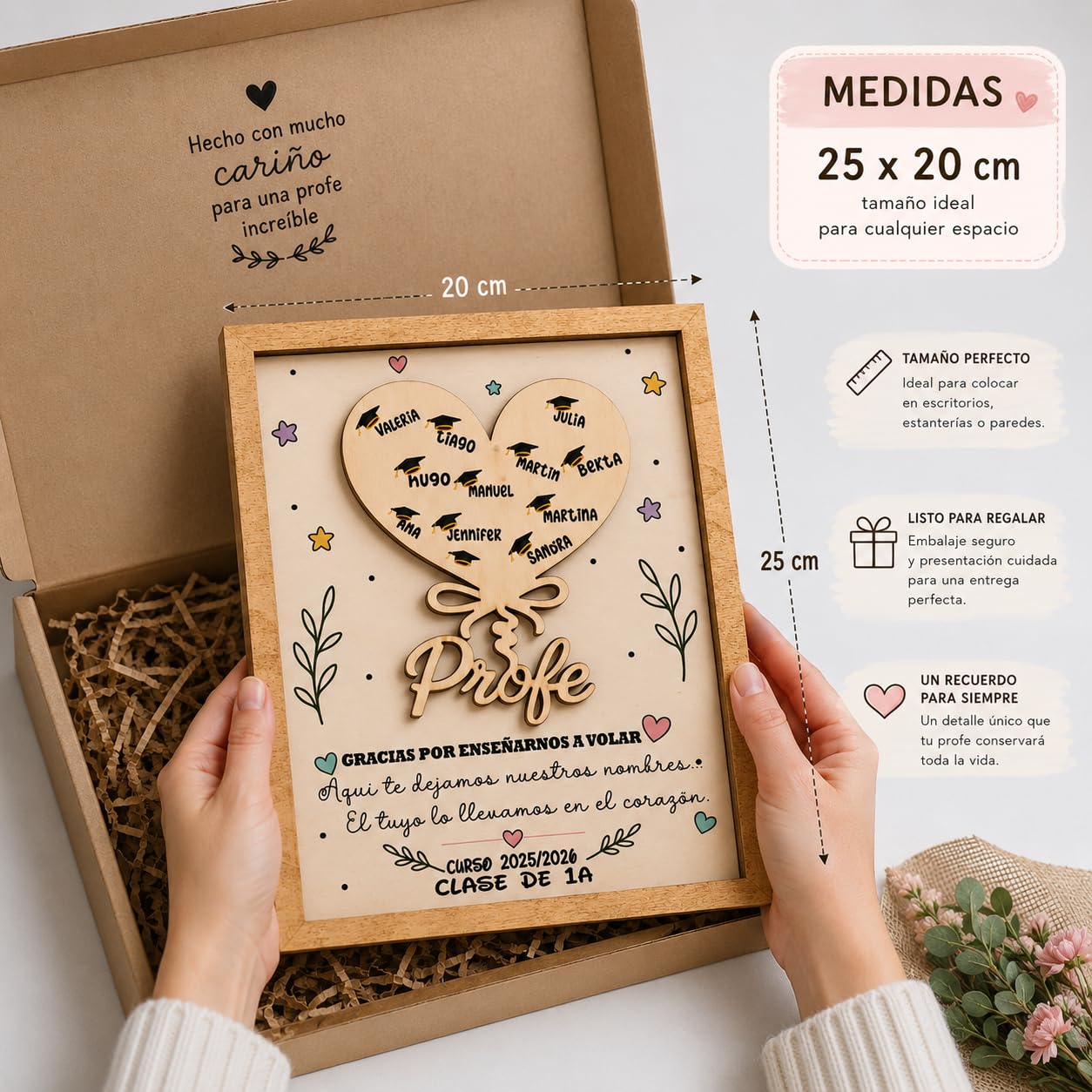 Regalo para Profesora Personalizado – Detalle Elegante para Maestra Infantil y Guardería, Acabados Premium y Fácil Limpieza, Regalo Profe Original Fin de Curso para Profesores y Maestras
