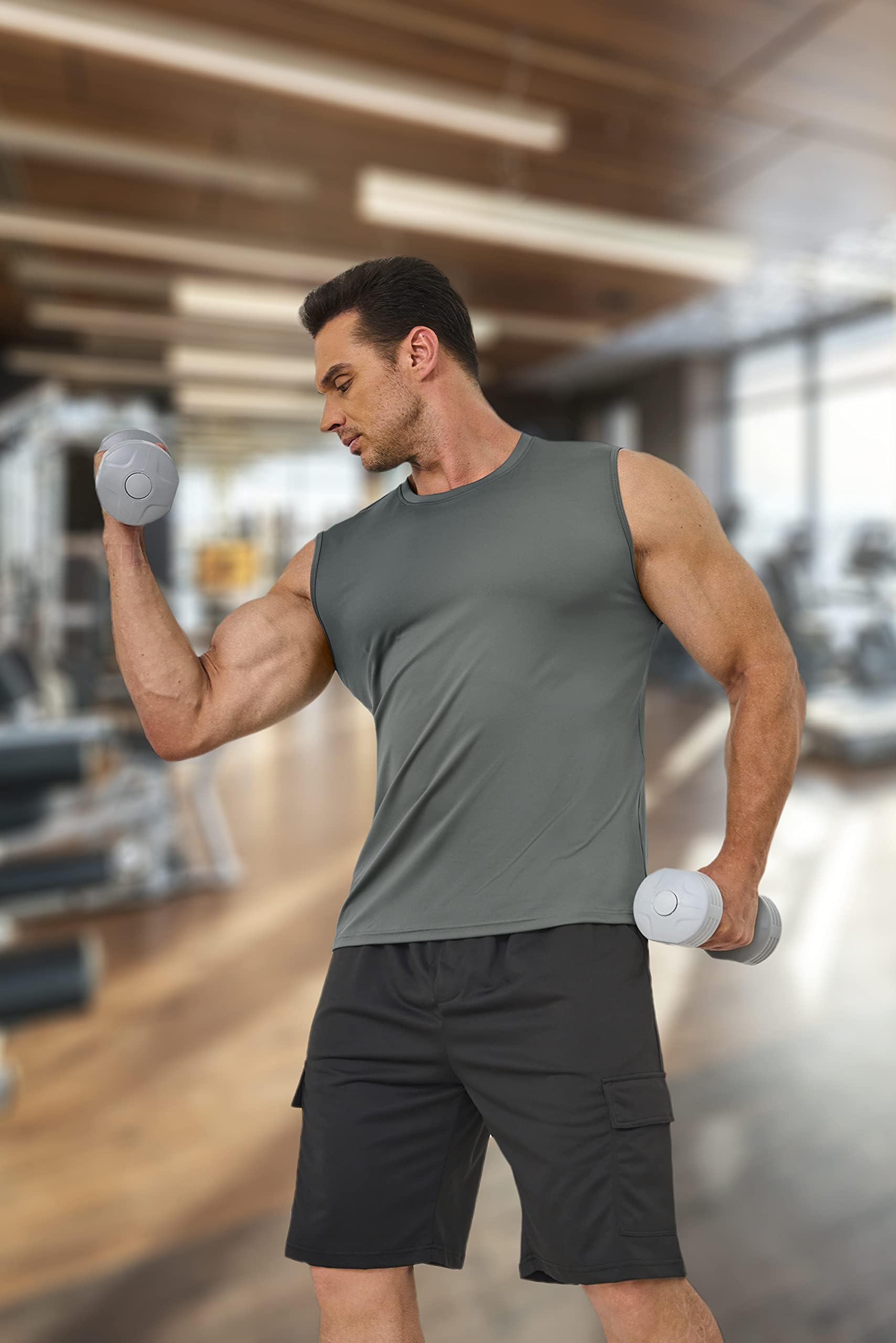 MAGCOMSEN Canottiera da uomo, con protezione UV, per lo sport, senza maniche, ad asciugatura rapida, per la corsa