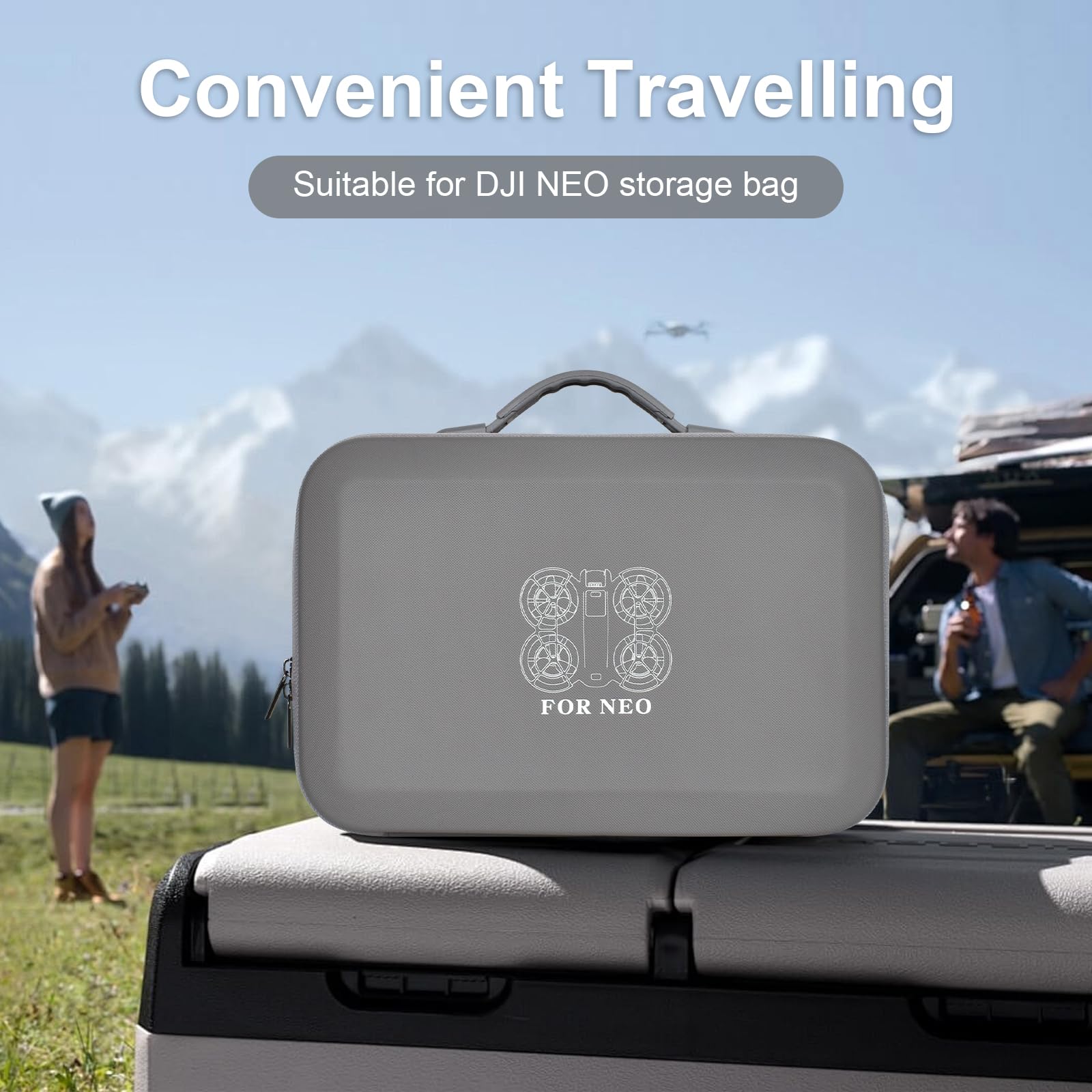 Dokeno Custodia per DJI Neo, Borsa Portaoggetti Portatile per DJI Neo Fly More Combo e Accessori, Borsa Protettiva Portatile in PU con Tracolla per Drone, Telecomando, Batterie e Cavi
