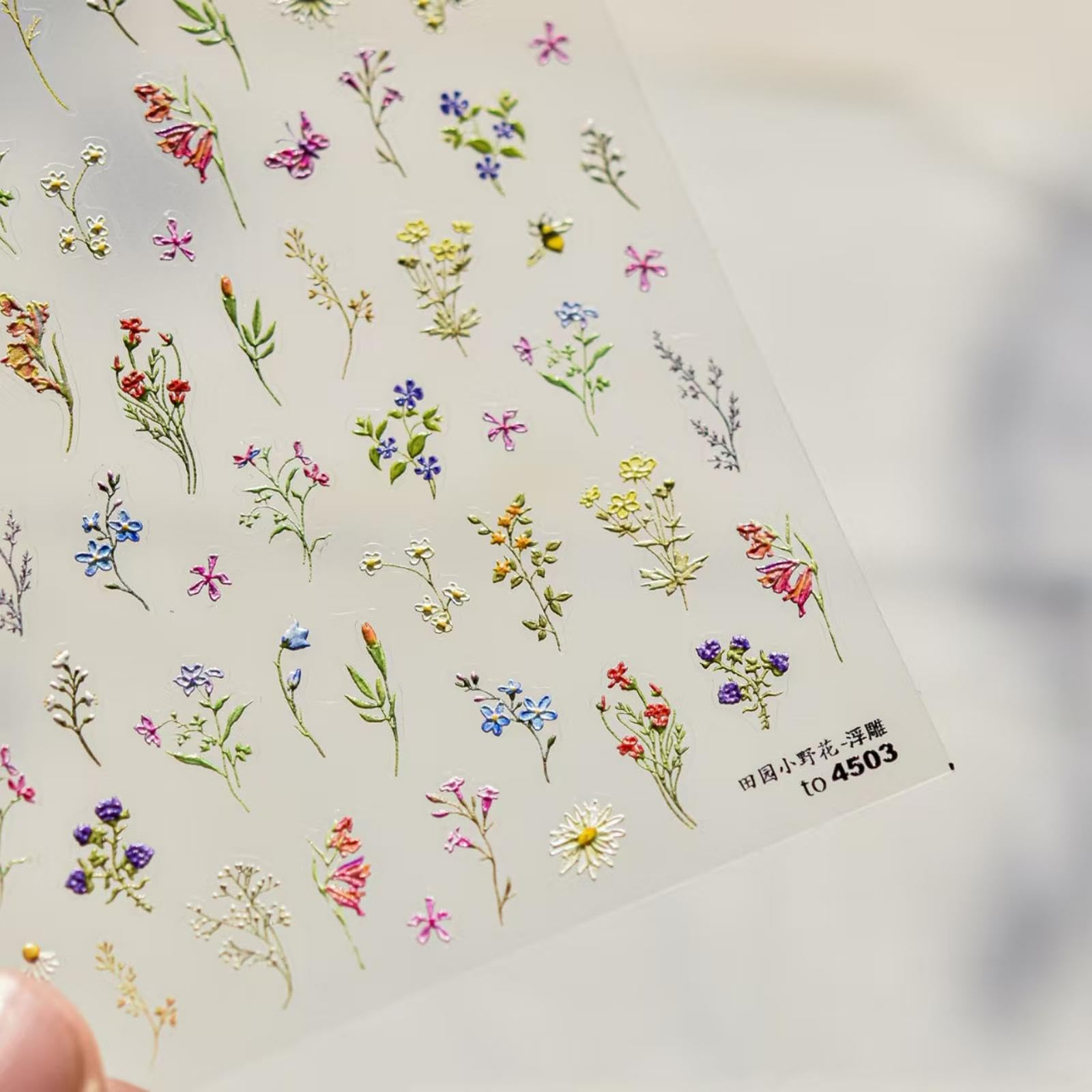 Flower Nail Stickers Floral Leaf Nail Art Decals 5D Embossed Self Adhesive with Designs Spring Summer Plant Nails Art Stickers for Women Girls Kid Manicure Supplies DIY Acrylic Nail Accessories