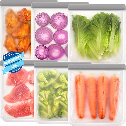 FUNFERY Bolsas reutilizables de silicona para sándwiches, paquete de 9 bolsas reutilizables para congelador, sin BPA, bolsa reutilizable con