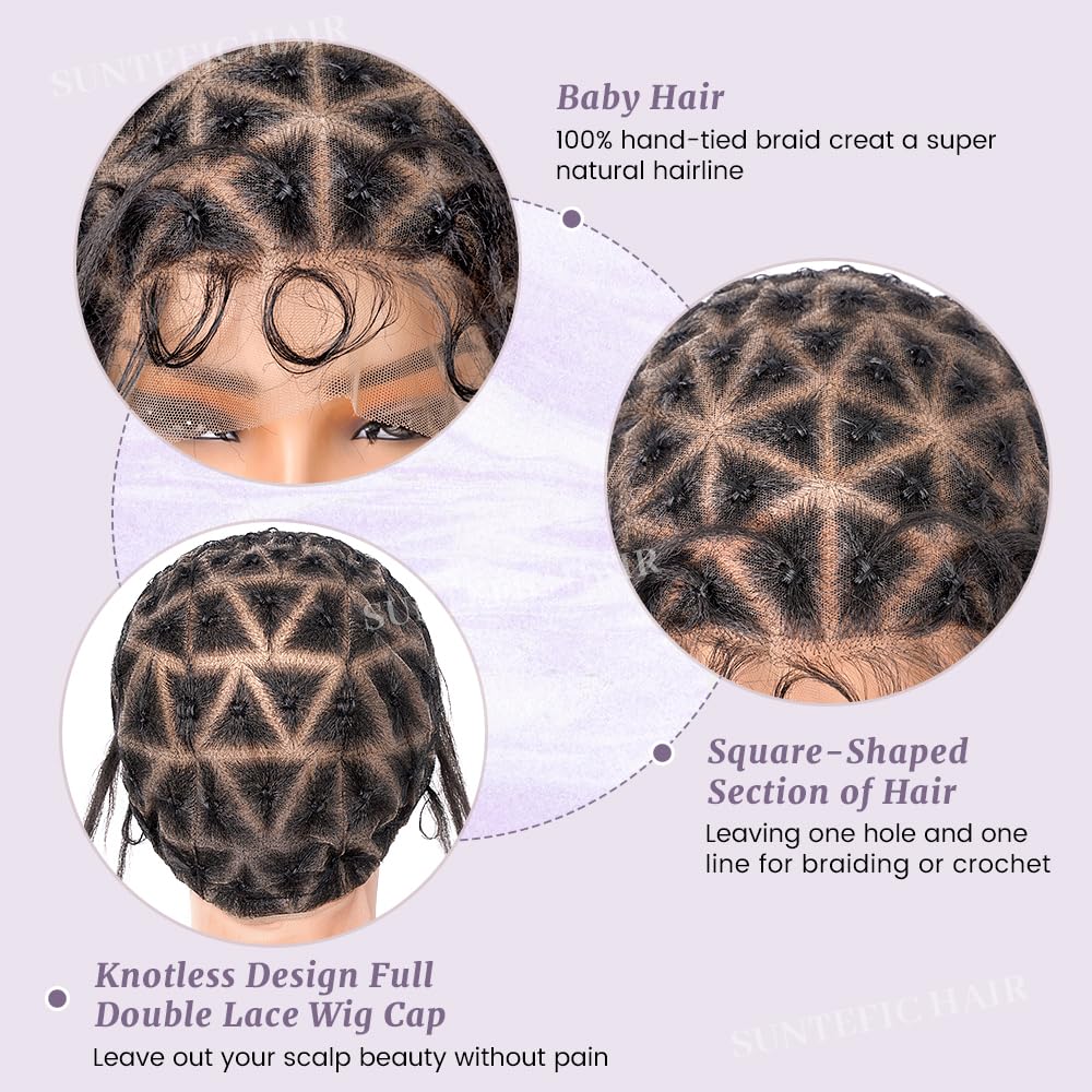 Full Lace Braided Crochet Wig Cap with Baby Hair