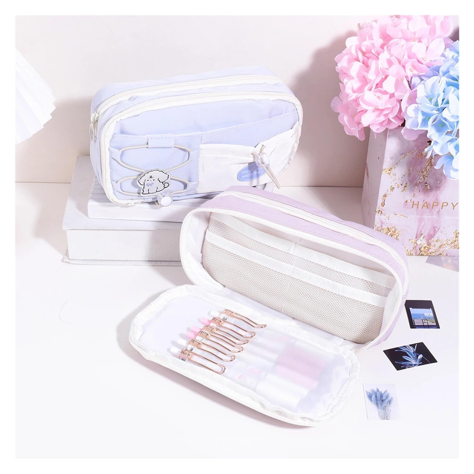Astuccio viola con coulisse for la scuola