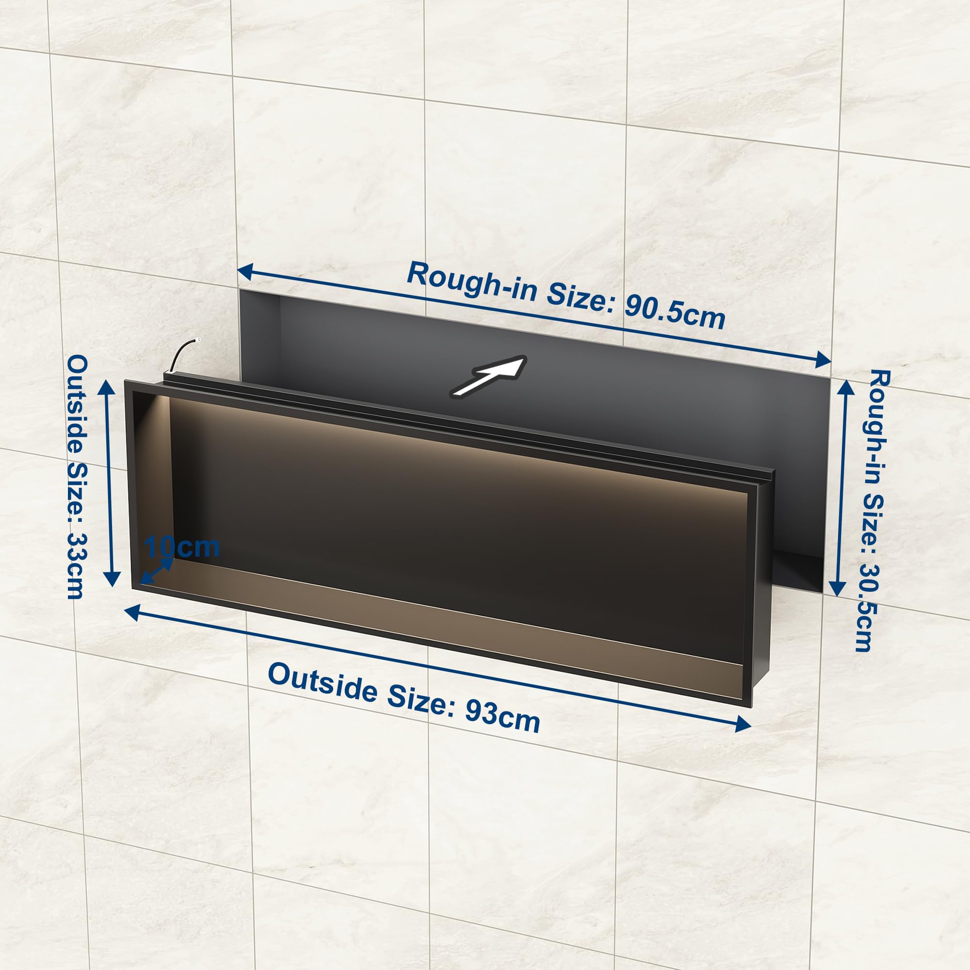 Neodrain Douche Niche Murale En Acier Inoxydable - Sans Bord - 60 X 30