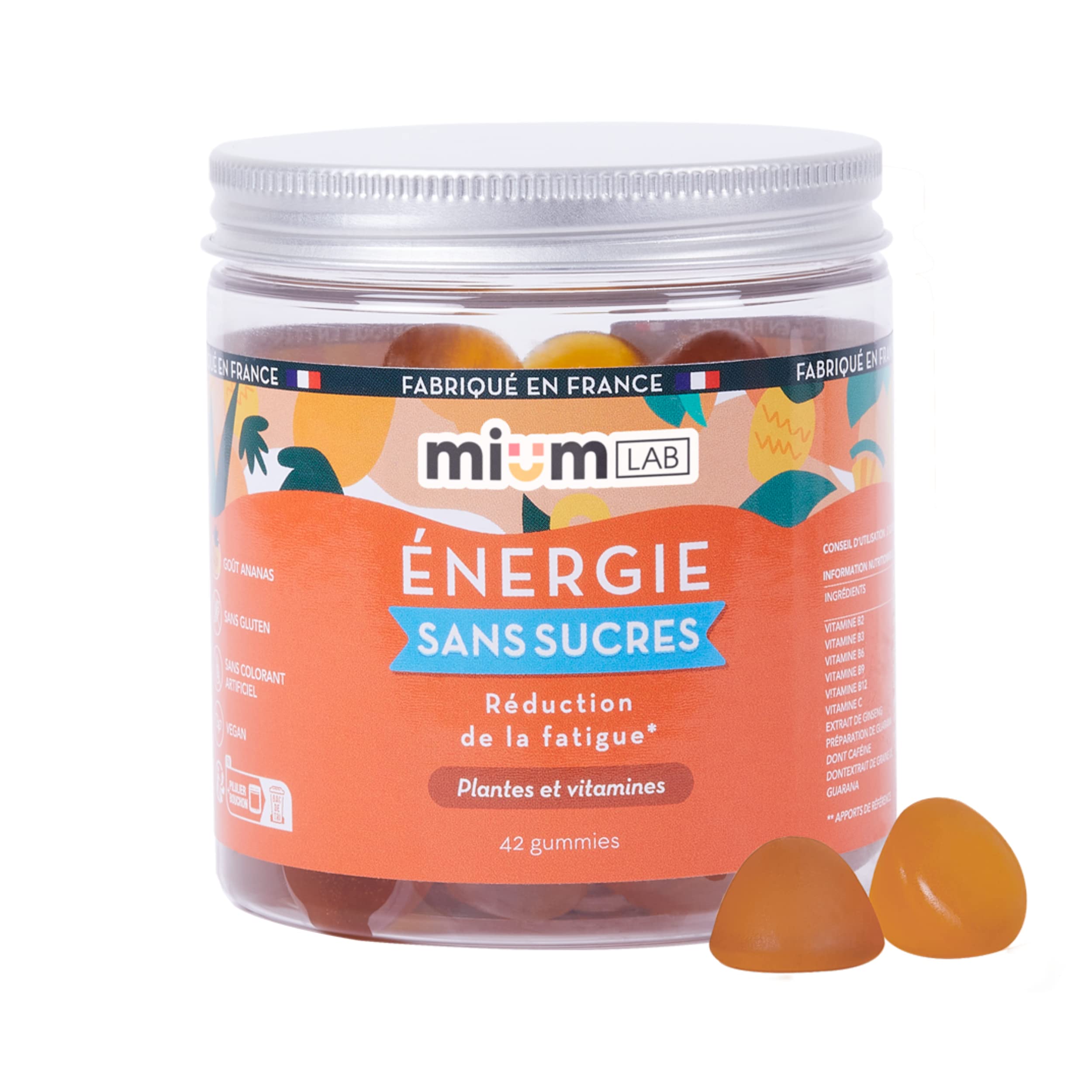 Mium Lab - Énergie : Coup de Boost & Réduction de la Fatigue Physique & Mentale - Plantes Adaptogènes (Guarana & Ginseng) Caféine naturellement présente et Vit C - Cure 21 jours - Fabriqué en France