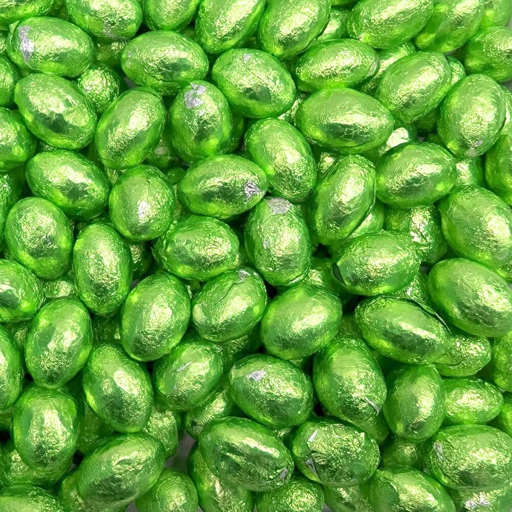 Green Foiled Milk Chocolate Eggs 200g Bag, Pouch