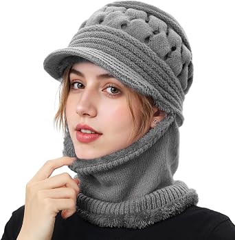 Womens Winter Beanie Hats, Winter Scarf Mask Set for Women