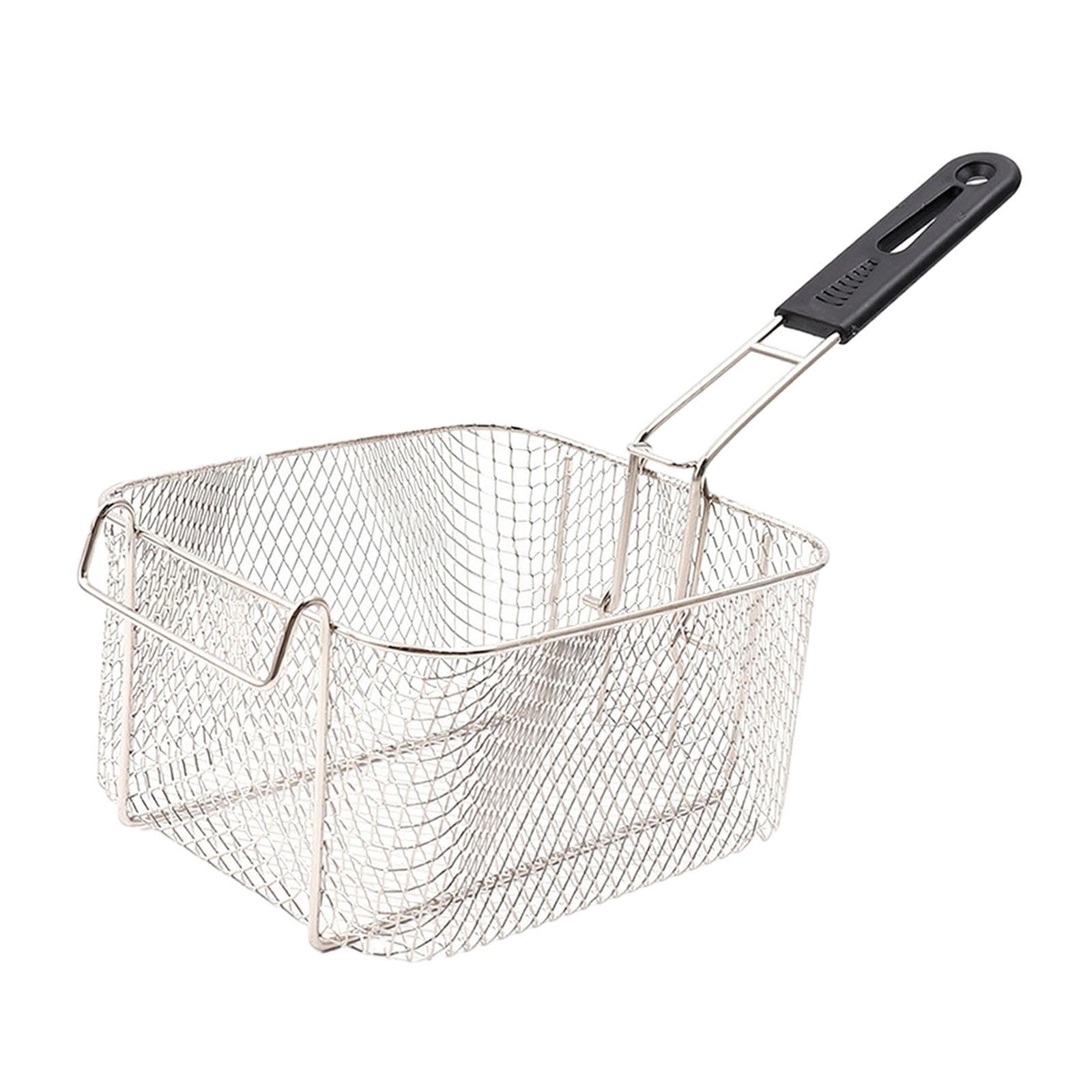 Panier alimentaire en acier inoxydable Carré S avec poignée pliable et crochet avant