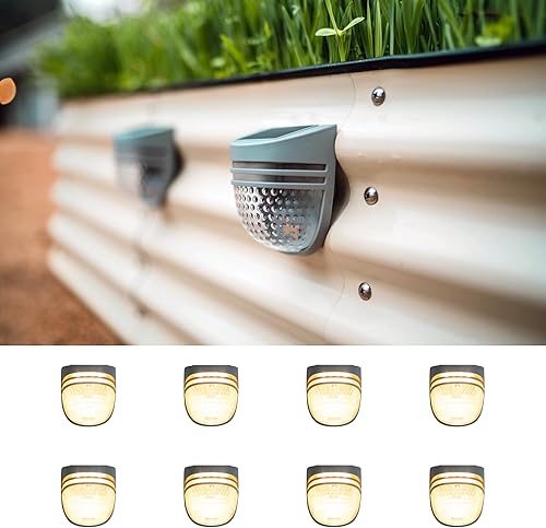 Vego garden 17" Tall 6 in 1 Raised Garden Bed British Green with 8-Pack Solar Garden Lights