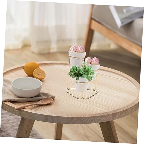 Miniatura 4 de Yardwe 2 juegos de soporte para macetas de metal para plantas, maceta pequeña de cerámica, maceta, maceta, estante para maceta, cuenca, maceta,