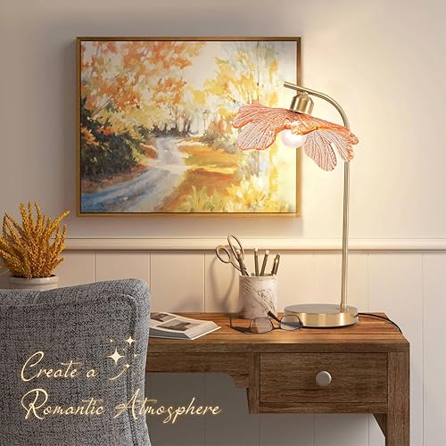 Miniatura 7 de Lámpara de mesa moderna de mediados de siglo, lámparas de mesa de noche con interruptor táctil, lámpara de mesa alta de vidrio ámbar, lámpara de