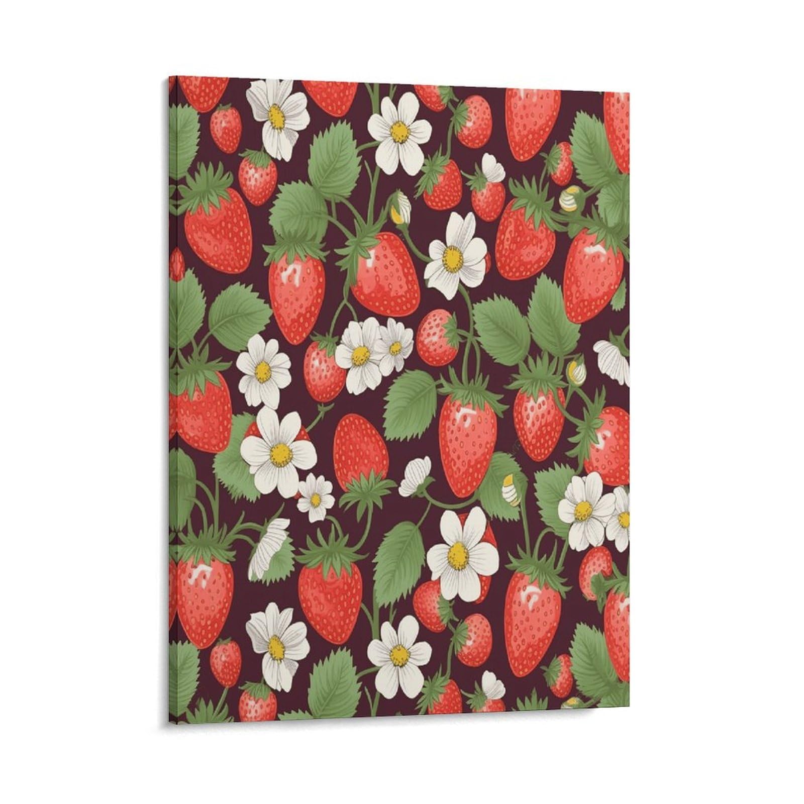 Adfgyerh Style Strawberry3 Wall Art Framed,Canvas Prints Ready To Hang Home Decor,Canvas Wall Art For Living Room Hallway Office Wall Decor 16X20inch(41X51cm)