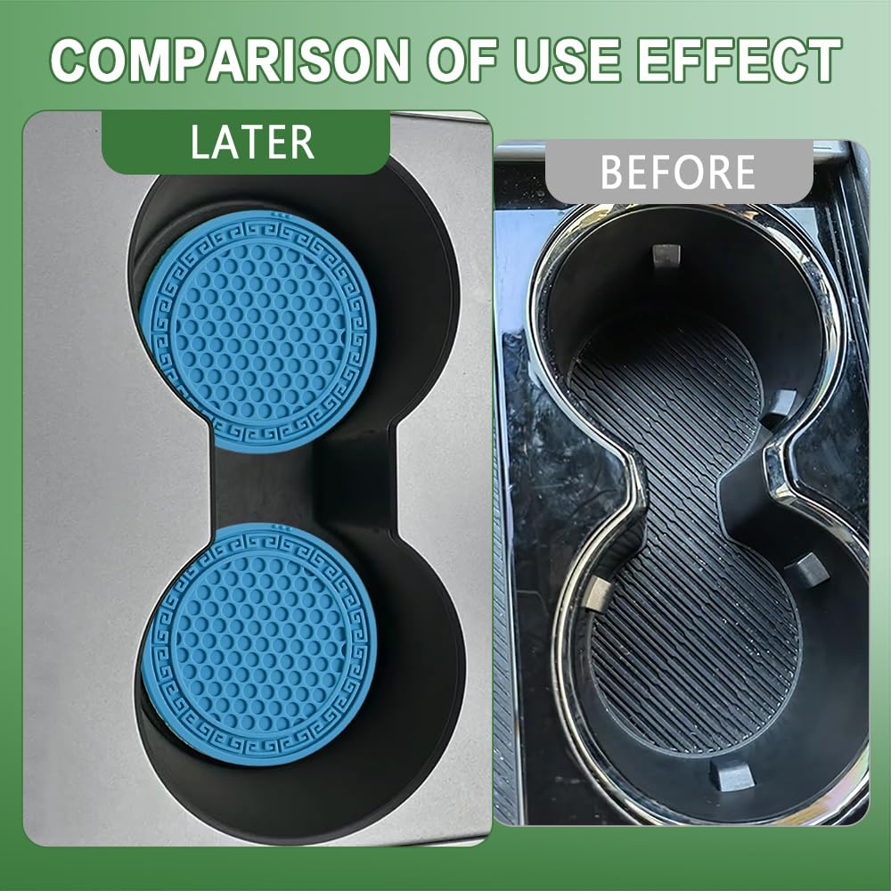 4PCS Car Cup Coaster Universal Auto Non-Slip Cup Holder Flexible Silicone Car Cup Pad Durable Grid Car Cup — view 3