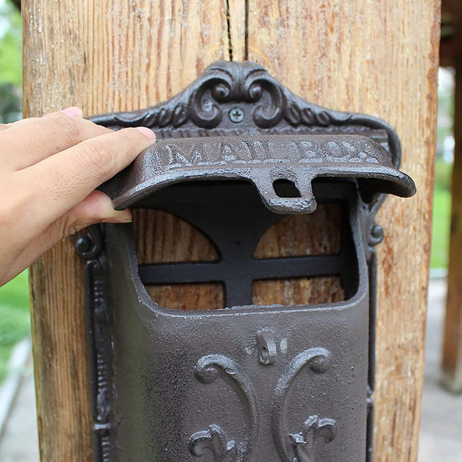 Suggestion Box Letter Box Complaint Box Wall-Mount Mailbox, Large Capacity Mail Box, Cast Iron Rust-Proof Metal Post Box, Mailboxes for Outside, Garden Waterproof Decor Postbox Letter Box ( Size : 20x