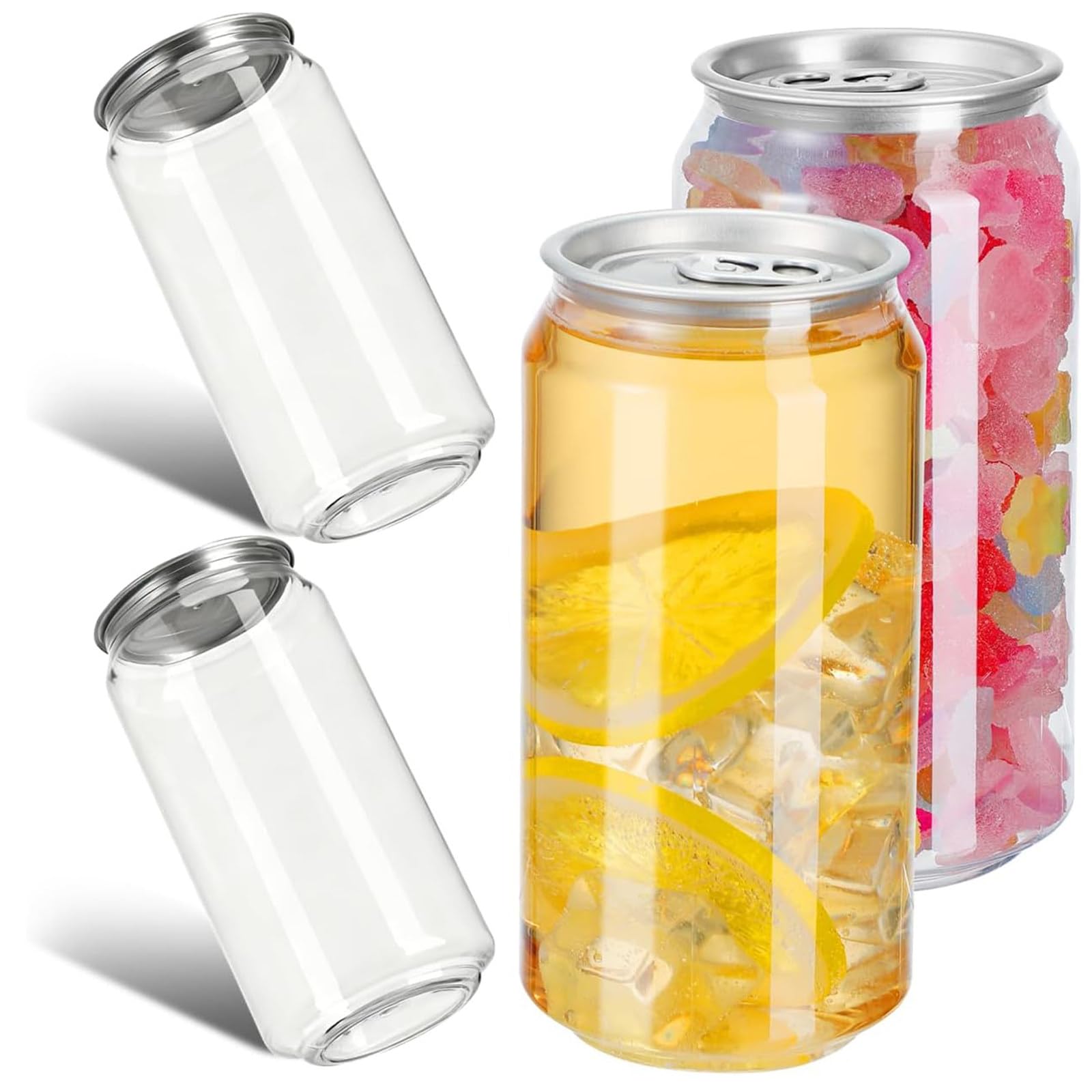ZEEKYFOR Portable Canned Drink Bottles 200pcs with Caps, Disposable Leakproof Beverage Storage Jars Plastic Cans with Lids for Juice Soda Milk Tea Coffee 650ml/22oz