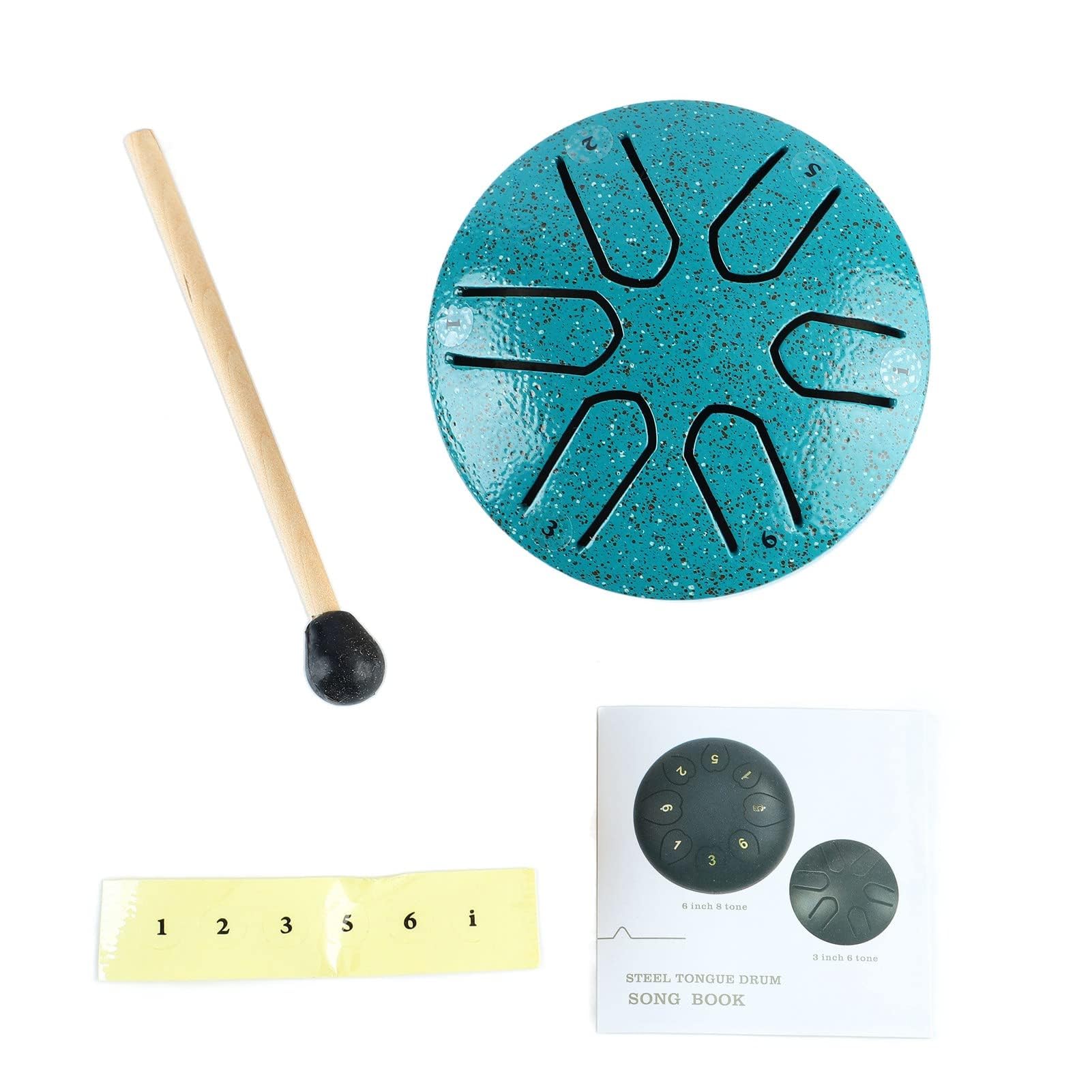 Tongue Drum 6 Notes, Handpan Drums Instrument Perkusyjny z pałeczką do Rozrywki Muzycznej (Zielony)