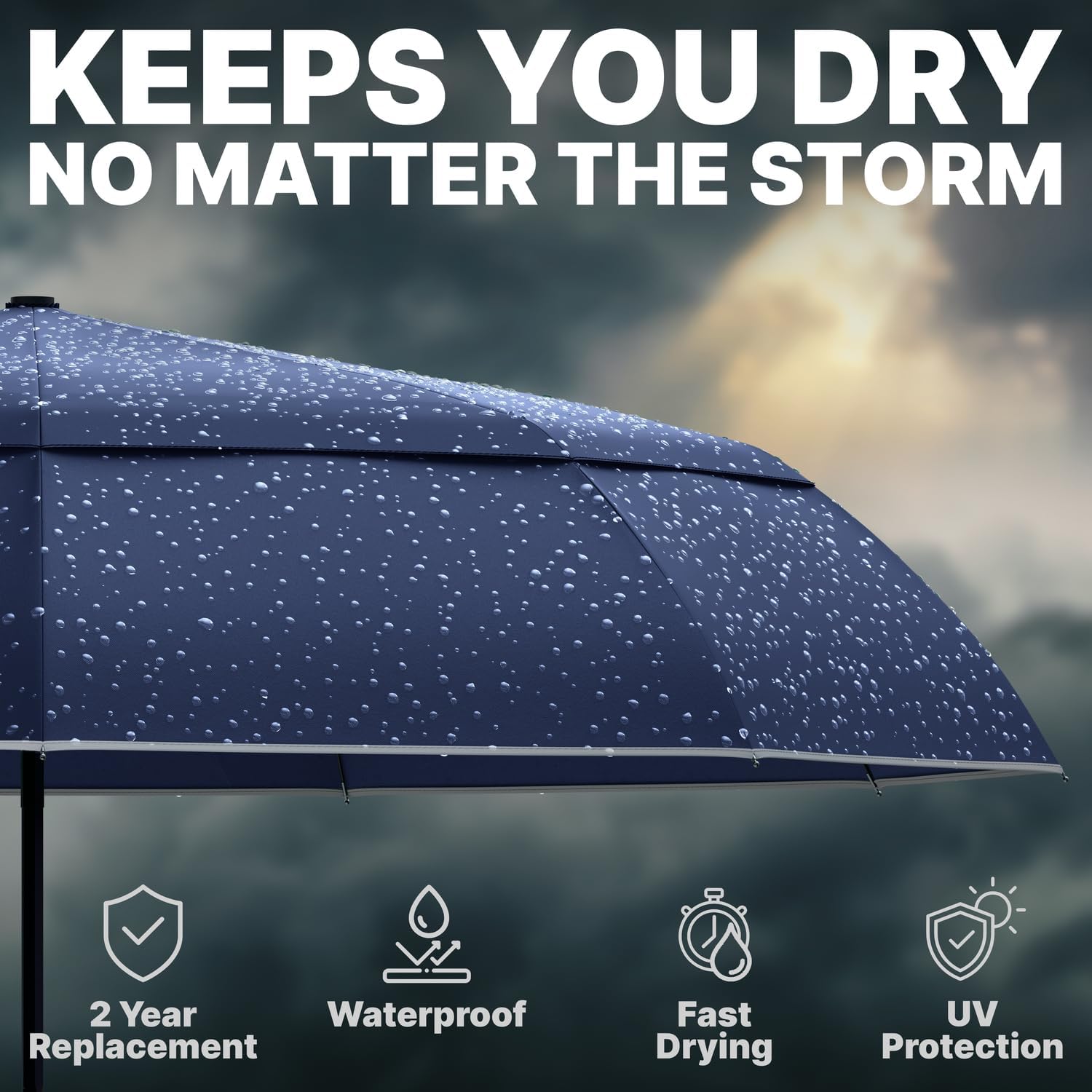 Royal Walk Windproof Folding Travel Umbrella Compact and Strong Luxurious Real Wood Handle Automatic Open Close Vented Double Canopy for Men and Women