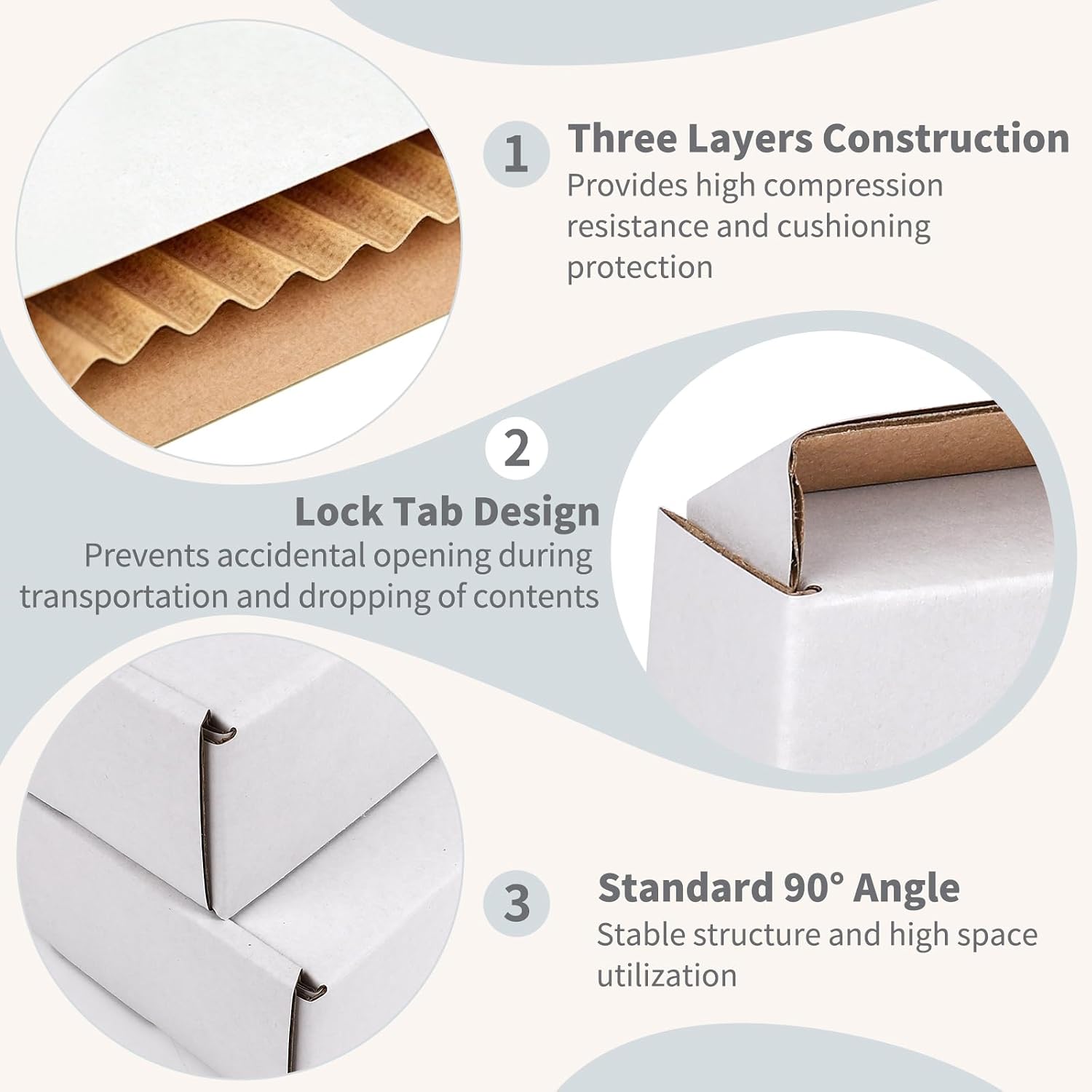 Fishat 7" x 5" x 2" White Corrugated Cardboard Shipping Boxes Set of 25 image 3