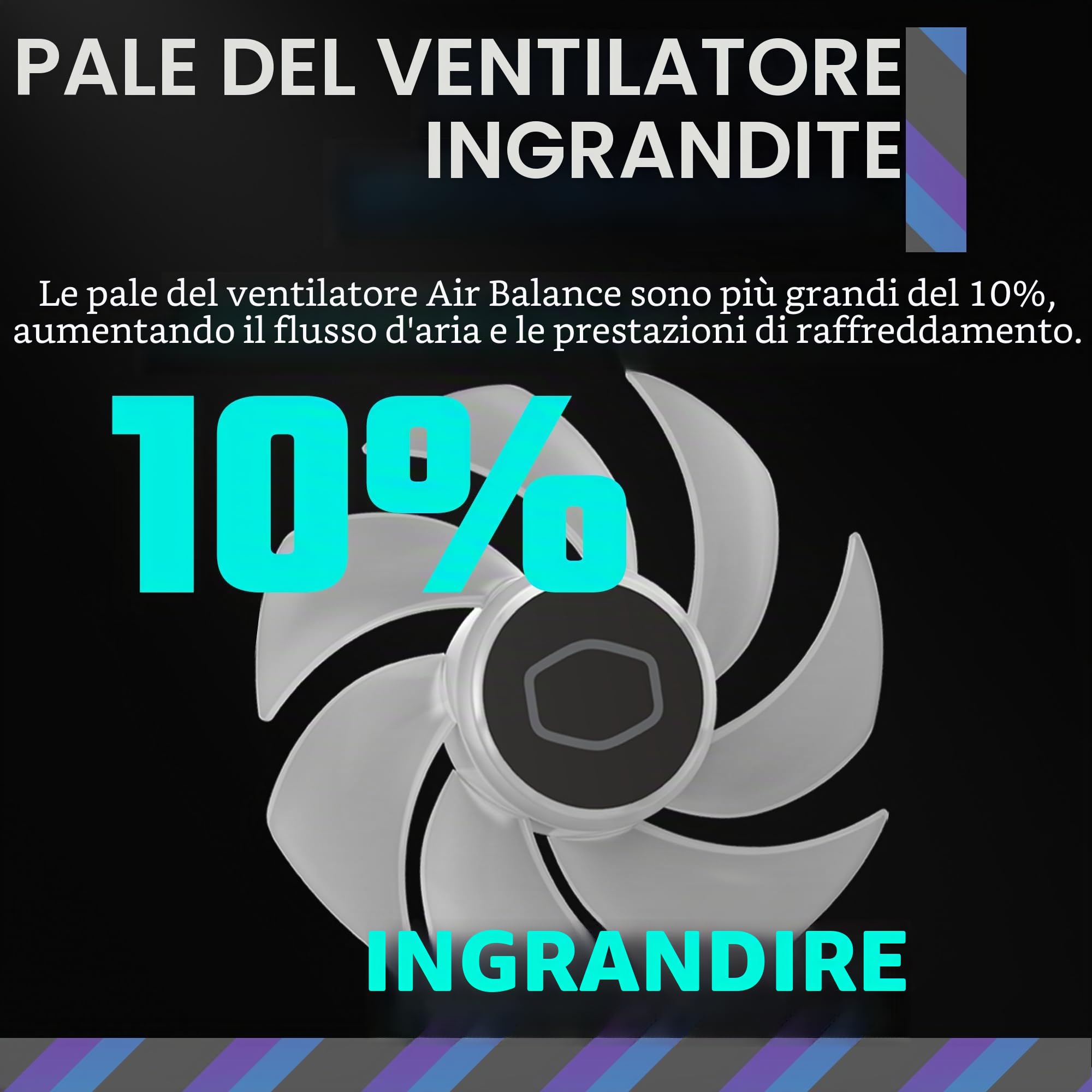 Cooler Master MasterFan MF120 Halo², doppio anello ARGB Gen 2 anelli LED, PWM dinamico 120 mm 2050 rpm, pale della ventola ingrandite, telaio ibrido per case PC, liquidi e raffreddamento ad aria