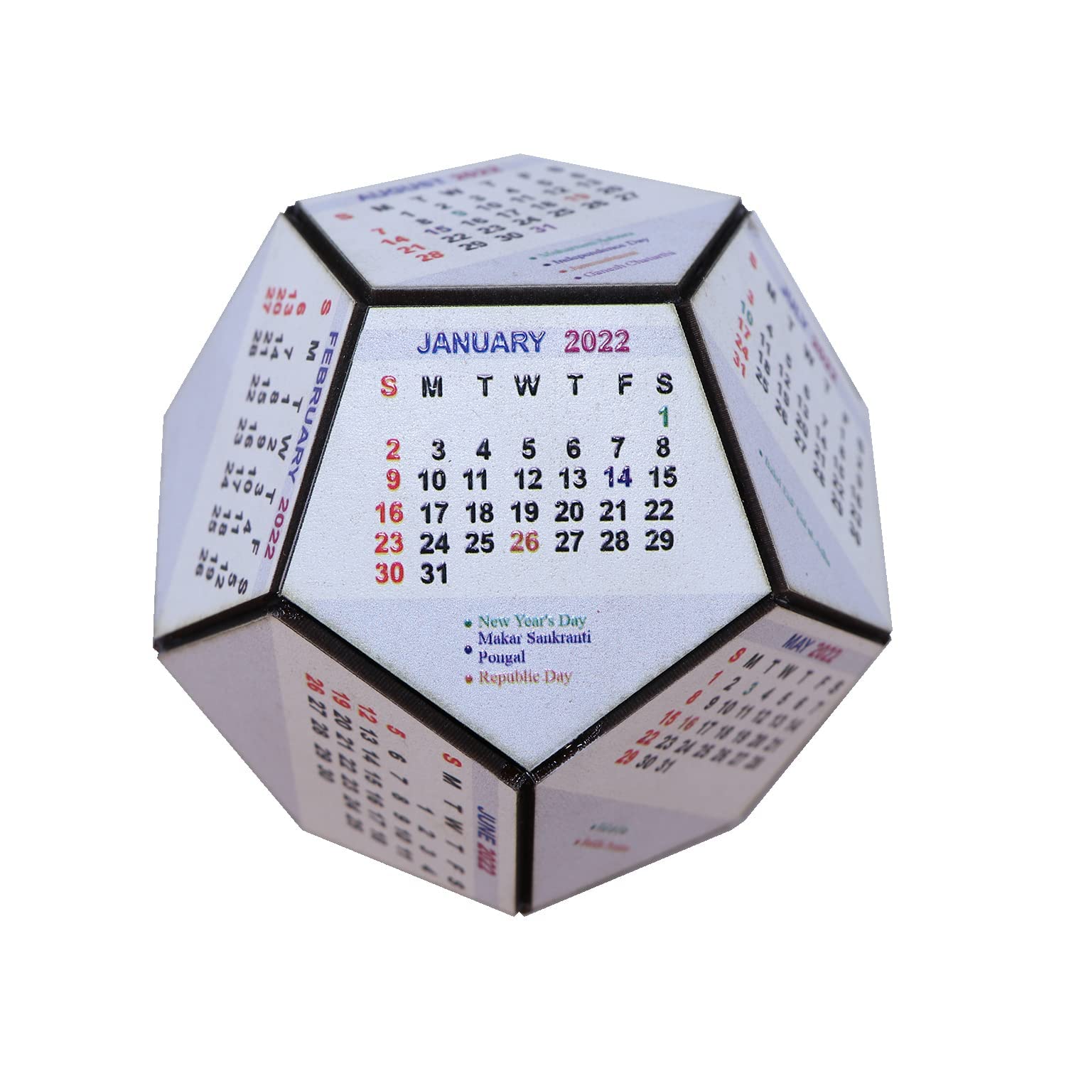 Arkit Plywood Desk Calendar 3D Premium Pentagonal Shape Design 2022 |  Unique Gifts | 12 Sided 2022 Hexagon Dodecahedron MDF Calendar for friends  Gift | Home Decor, Office Decor | Latest Stylish Design : Amazon.in: Office  Products