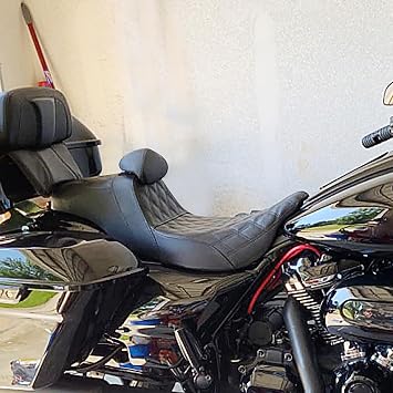 Motorcycle Seat Driver Passenger Touring Seat with Backrests for Harley Electra Glide Classic Street Glide Road Glide 2009-later