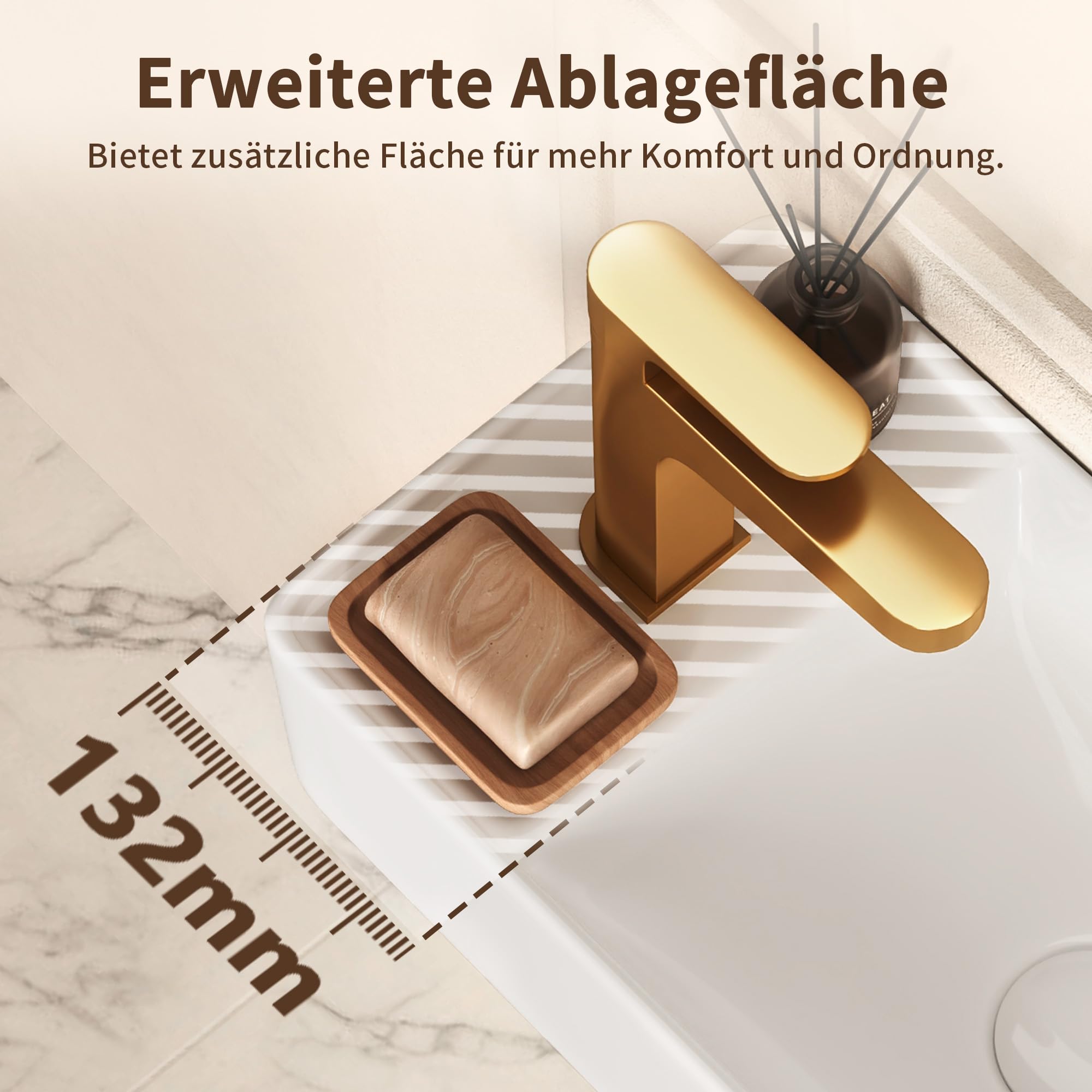 DeerValley Waschbecken, kleines Hänge-Waschbecken, rechteckiges Keramik Handwaschbecken für Badezimmer, Wohnmobil und alle kleinen Räume – Weiß / 45.5 x 25 x 11 cm