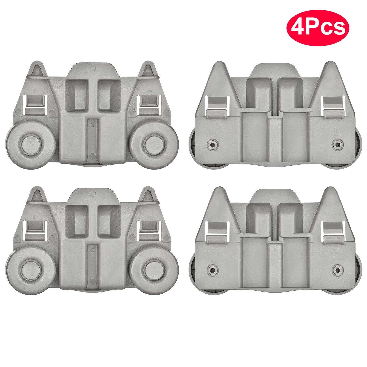 4-Pack W10195417 Dishwasher Wheels Replacement for Kitchen-Aid Kenmore Whirlpool JennAir, Ultra Durable Lower Dishrack Wheels, Replace Part Number 1872128 AP6016764 PS11750057