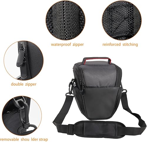 Miniatura 3 de FOSOTO Funda para cámara DSLR de nailon compatible con Nikon D3300 D3400 D3500 D5300 D5600 B700, Canon EOS Rebel XT XTi T6 T5i T3i SL2 1300D,