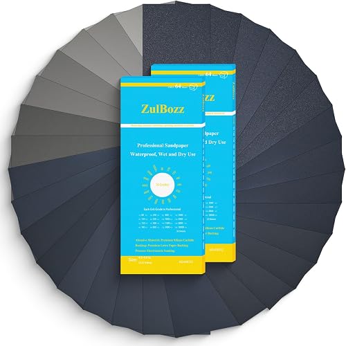 ZulBozz Wet and Dry Sandpaper Set, 16-Gauge Sandpaper (80-10000), Multiple Sizes