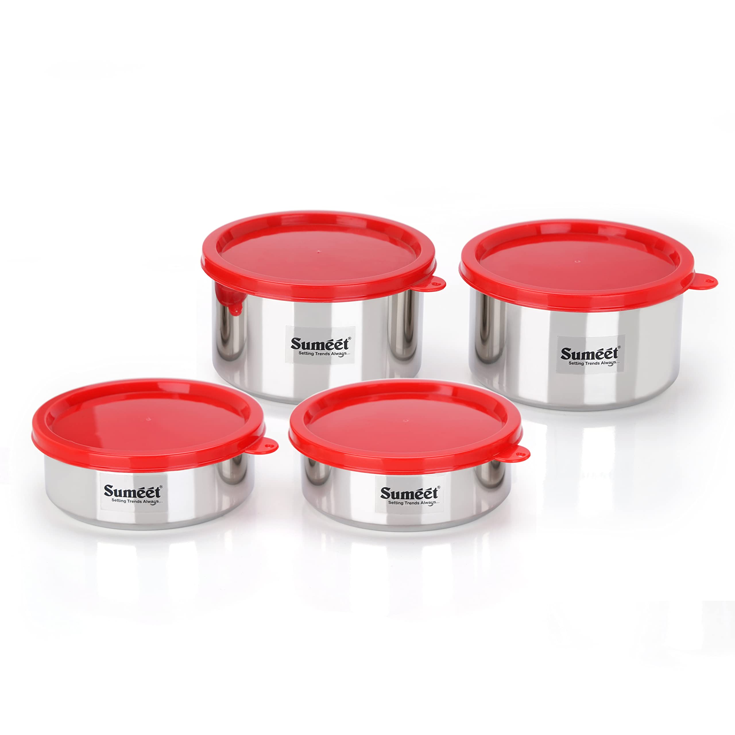 Sumeet Stainless Steel Airtight & Leak Proof Food Storage Container, 400ML & 650ML,Pack of 4PC, Silver (B0C1CK2HRZ) Amazon Price History, Amazon Price Tracker