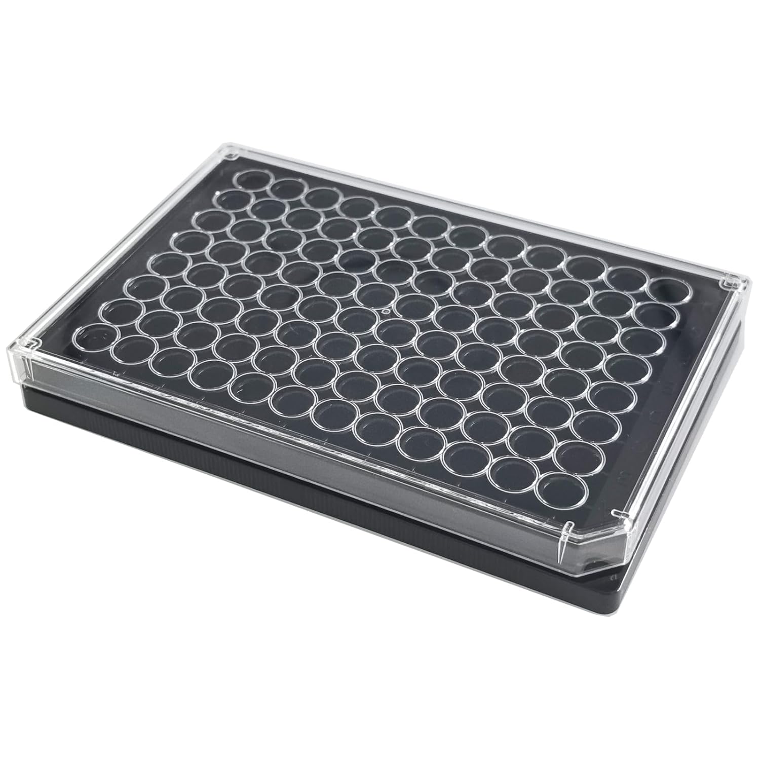 96 Well Low Attachment Cell Culture Plate, Black Well/Clear Bottom Sterile Culture Plates with Flat Bottom, Individually Wrapped, 5Pcs/Box