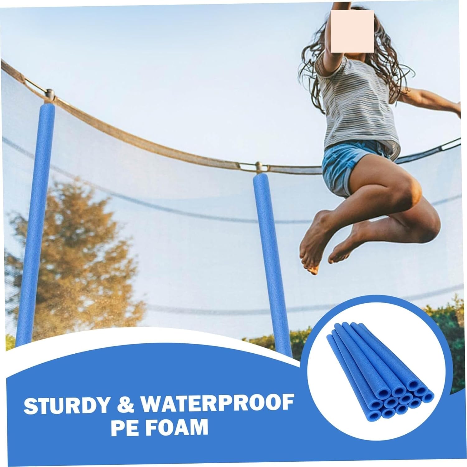 Trampoline Foam Cover Tube,12Pcs Trampoline Pole Covers,Trampoline Poles Replacement,PE Foam Replacement Trampoline Parts for Indoor and Outdoor/35 Inch - Black
