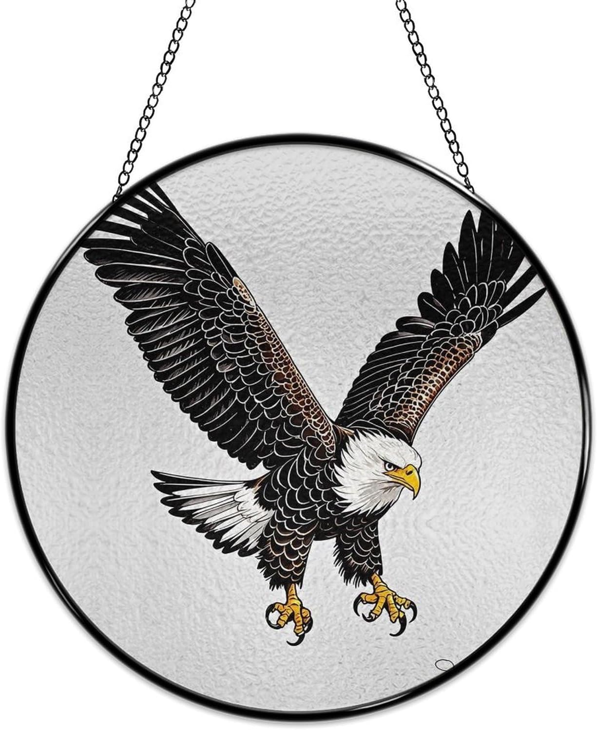Stained Glass Hanging Sign Suncatcher, Bald Eagle Diving