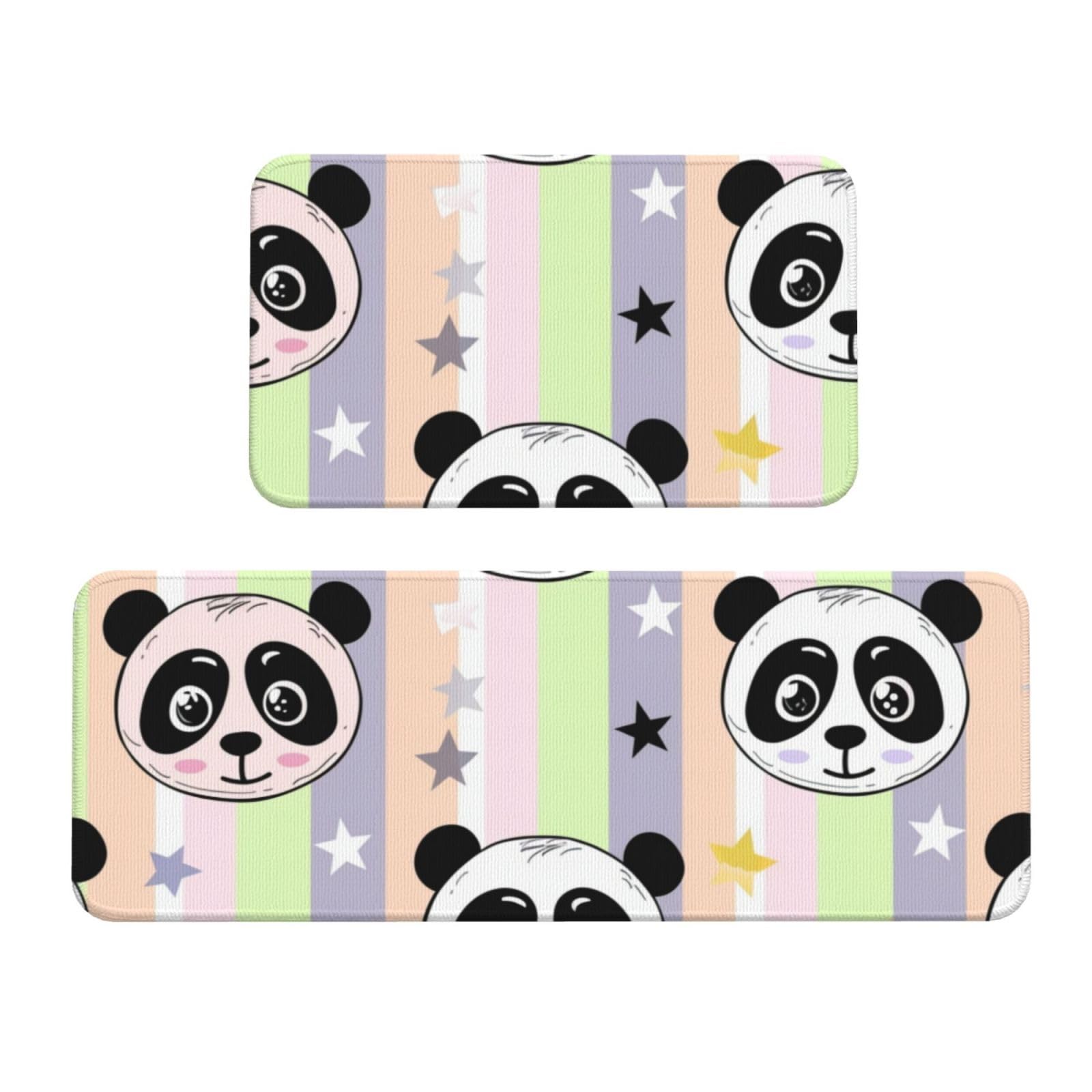 Tapetes de cocina acolchados para el suelo de la lavandería, set de 2 alfombras lavables de panda